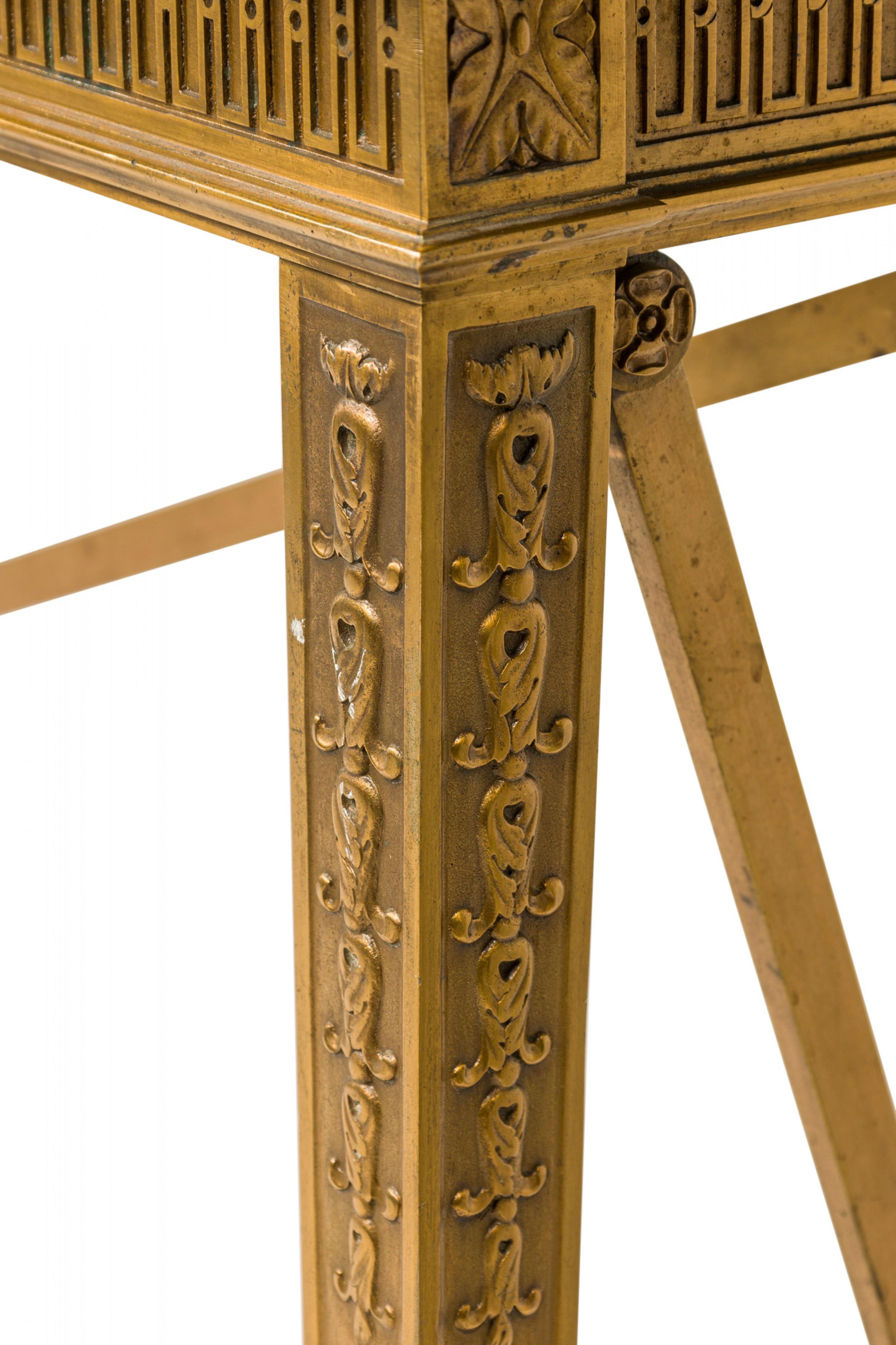American Art Deco Bronze and Marble Bank Console Table For Sale 10