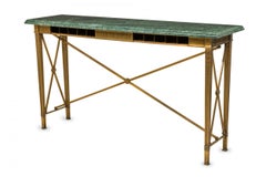 American Art Deco Bronze and Marble Bank Console Table