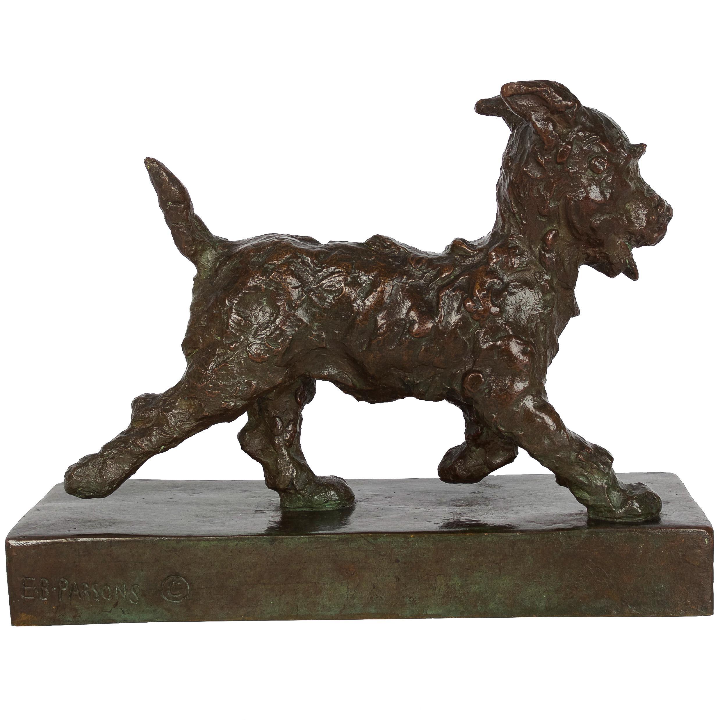 American Art Deco Bronze Sculpture of Running Terrier Dog by Edith B. Parsons In Good Condition In Shippensburg, PA