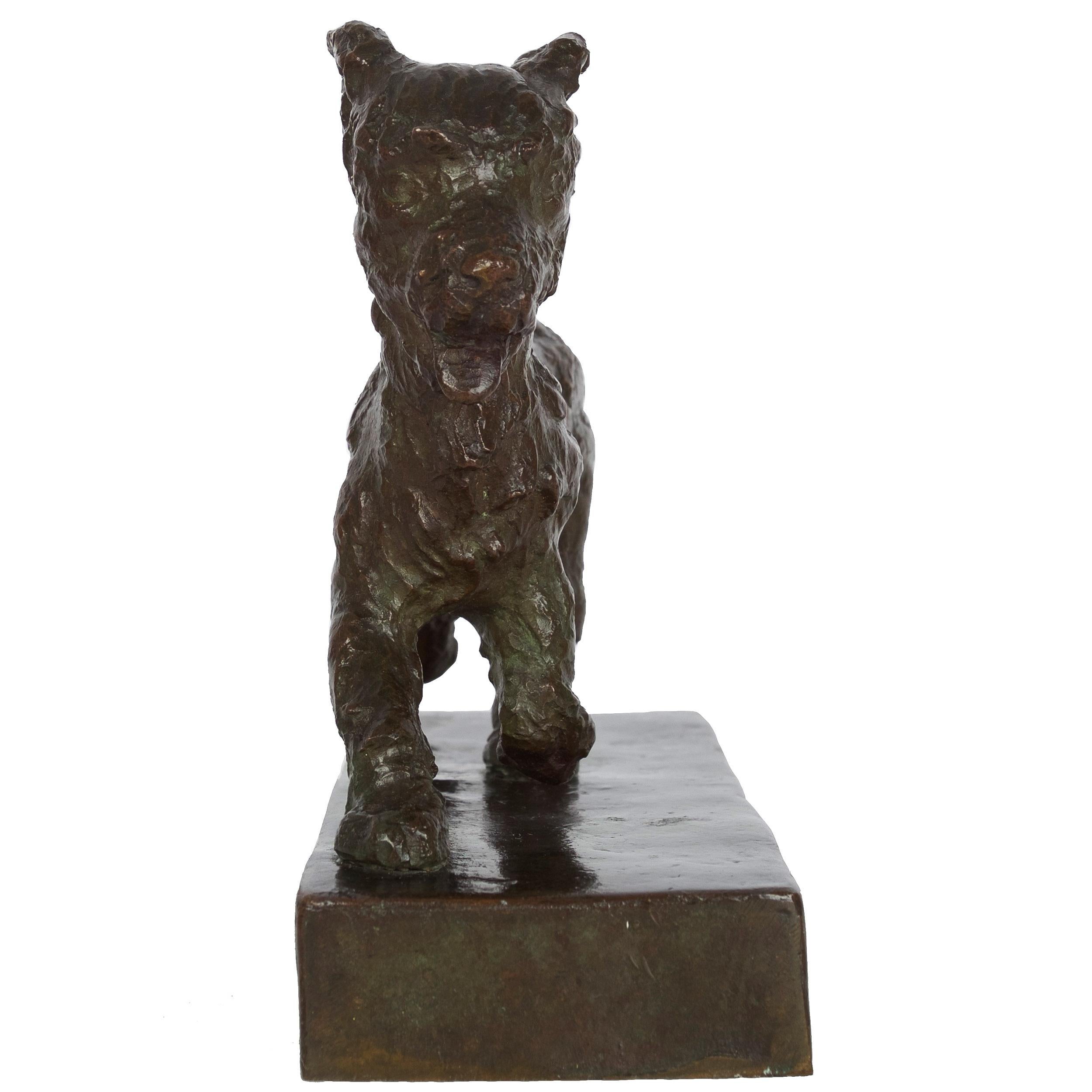 20th Century American Art Deco Bronze Sculpture of Running Terrier Dog by Edith B. Parsons