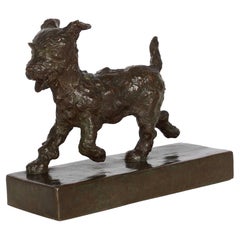 Vintage American Art Deco Bronze Sculpture of Running Terrier Dog by Edith B. Parsons