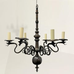 American Art Deco Bronze Snake Chandelier