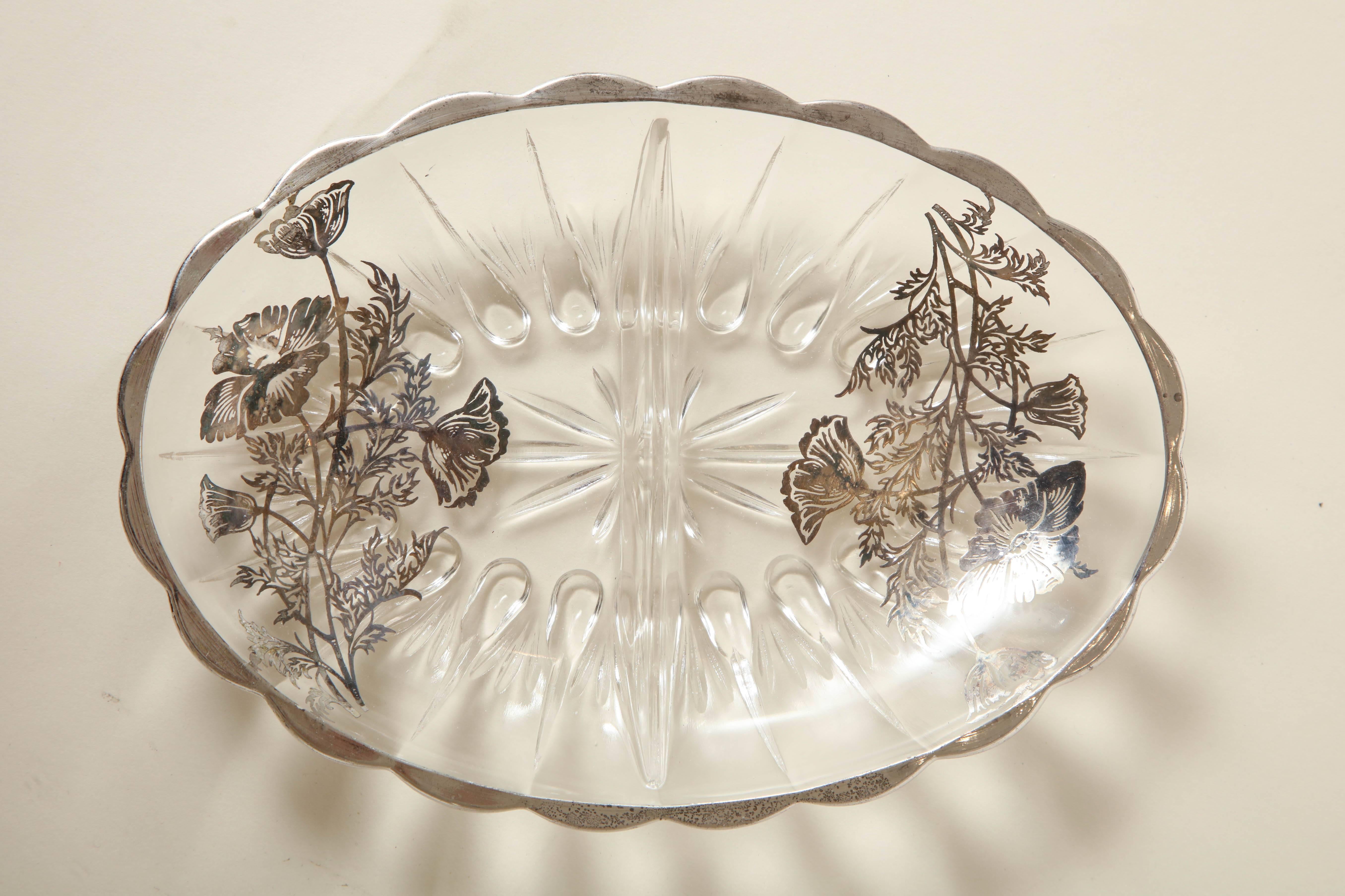 Art Glass American Art Deco Glass Candy/Nut Dish For Sale