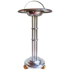 American Art Deco Cast Aluminum and Bakelite Floor Standing Ashtray Table