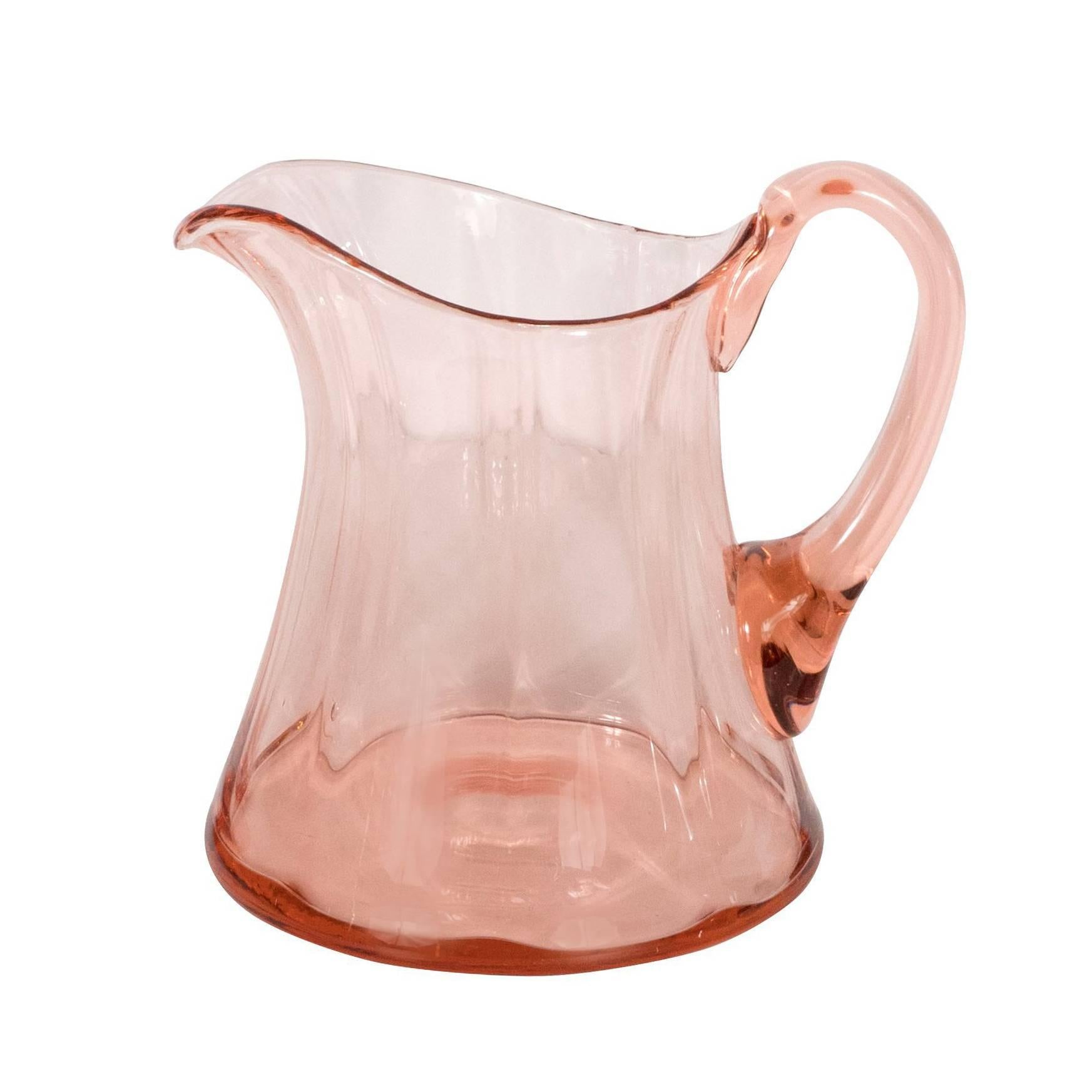 American Art Deco Channeled Rose Colored Pitcher