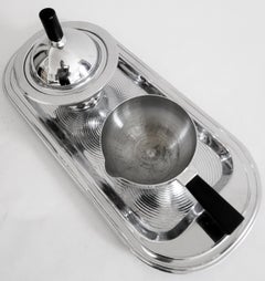 American Art Deco Chase Chrome & Black Bakelite "Sphere Sugar & Pitcher Set"