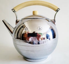 American Art Deco Chase Chrome & Plaskon 4-Piece Comet Tea Service