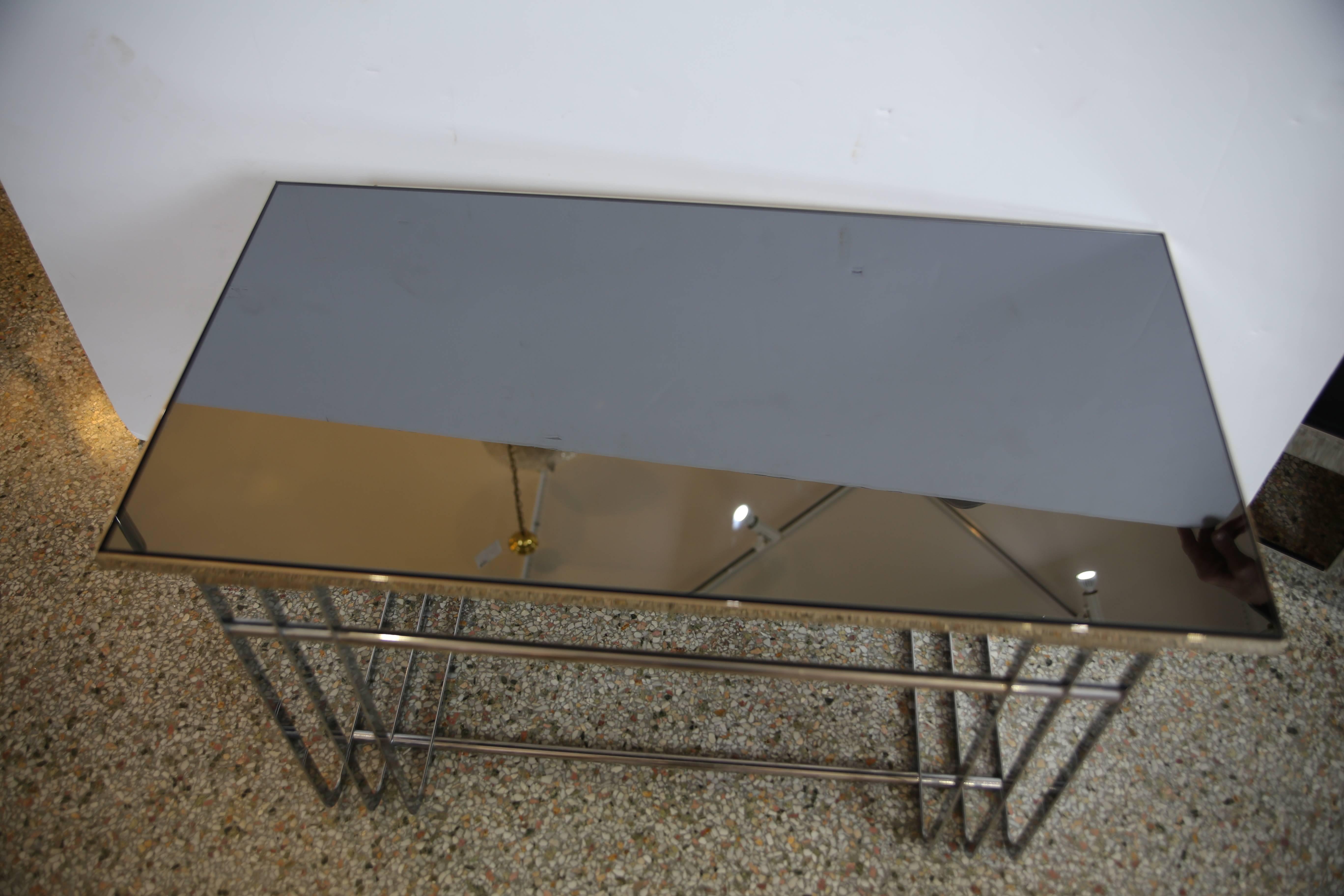 American  Art Deco Chrome and Mirror Cocktail Table