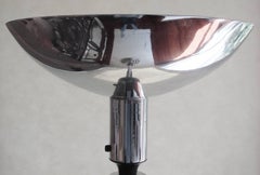 American Art Deco Chrome, Enamel and Frosted Glass Floor Uplighter/Torchiere