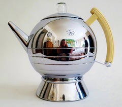 American Art Deco Chrome & Plaskon Chase 4-Piece Comet Coffee Maker Service
