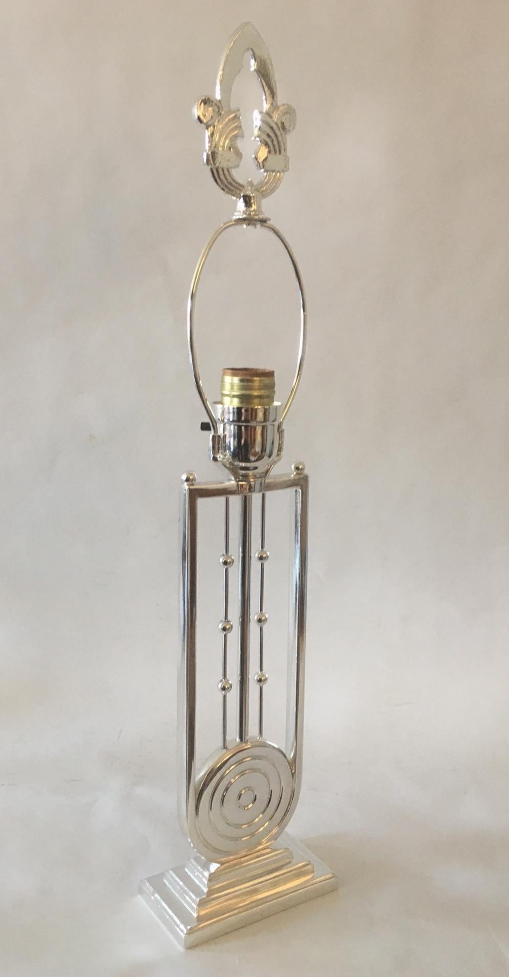 American Art Deco Chrome Plated, Cast Iron Table Lamp For Sale 1