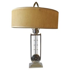 American Art Deco Chrome Plated, Cast Iron Table Lamp