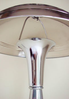 American Art Deco Chrome-Plated, Mushroom Shaded, Desk Lamp
