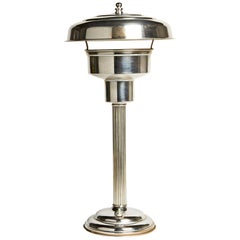 American Art Deco Chrome Tall Table Lamp with Internal Mercury Glass Reflector