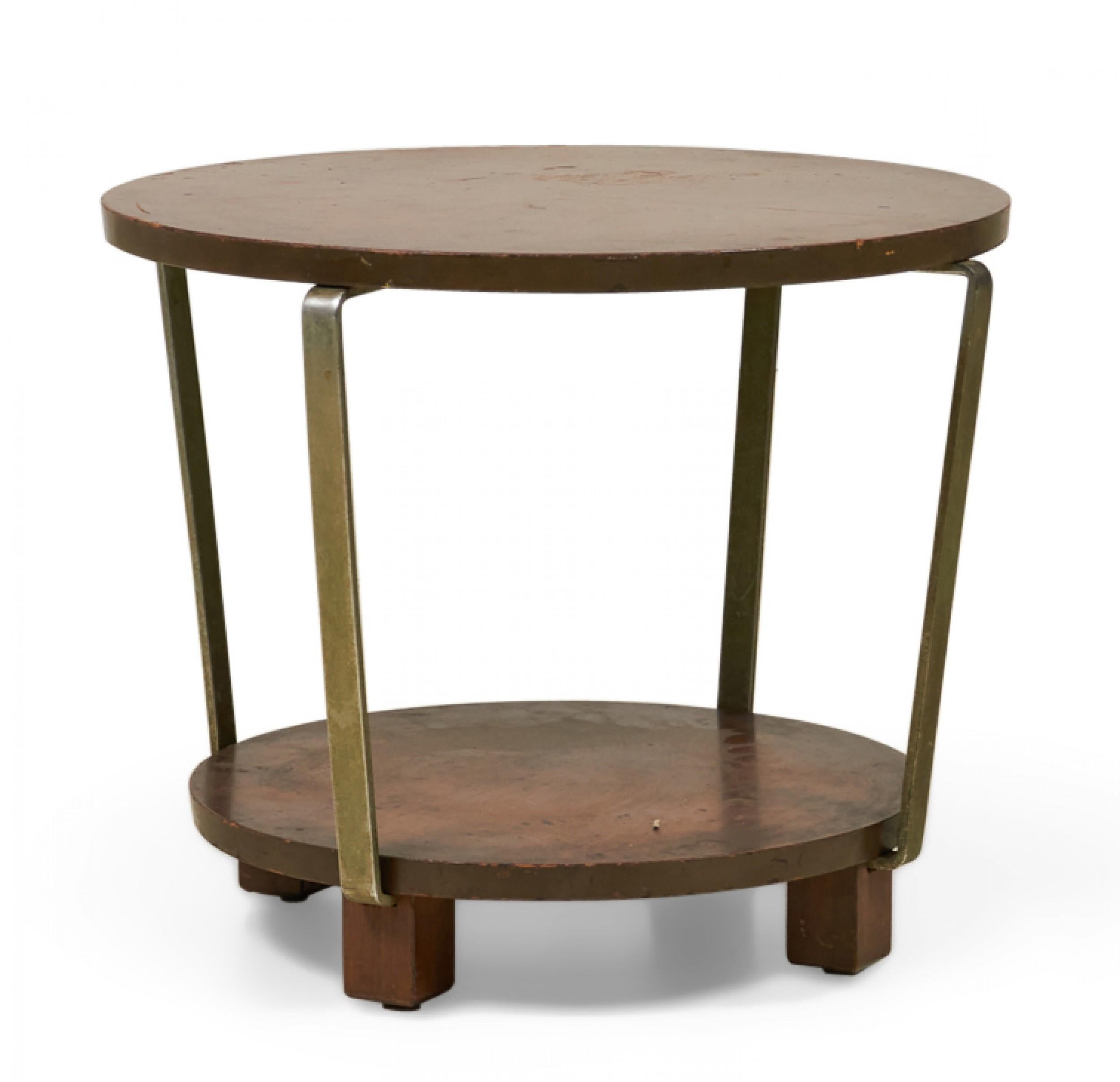 American Art Deco Circular Walnut and Brass Occasional / Side Table For Sale 2