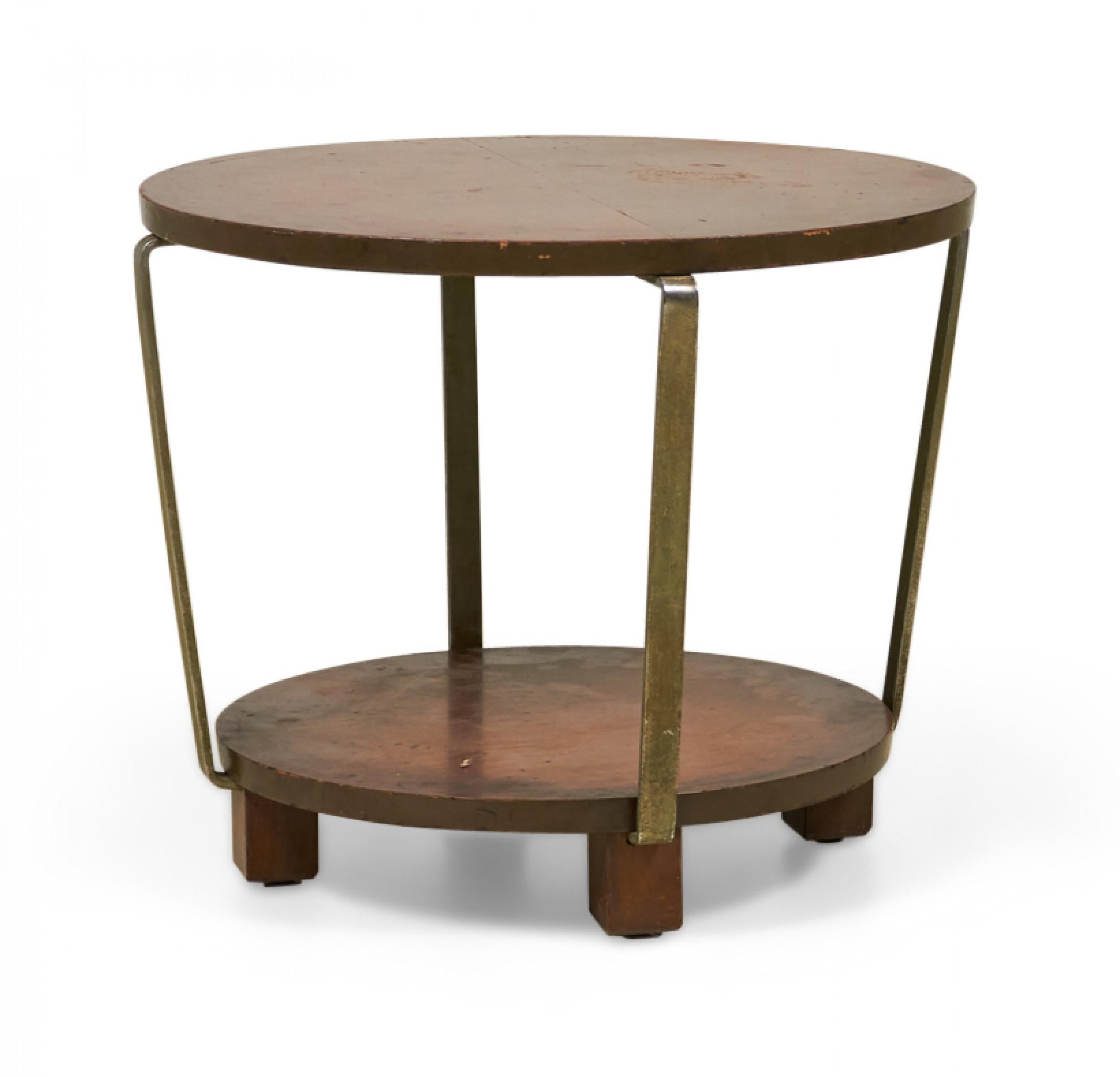 American Art Deco Circular Walnut and Brass Occasional / Side Table For Sale 3