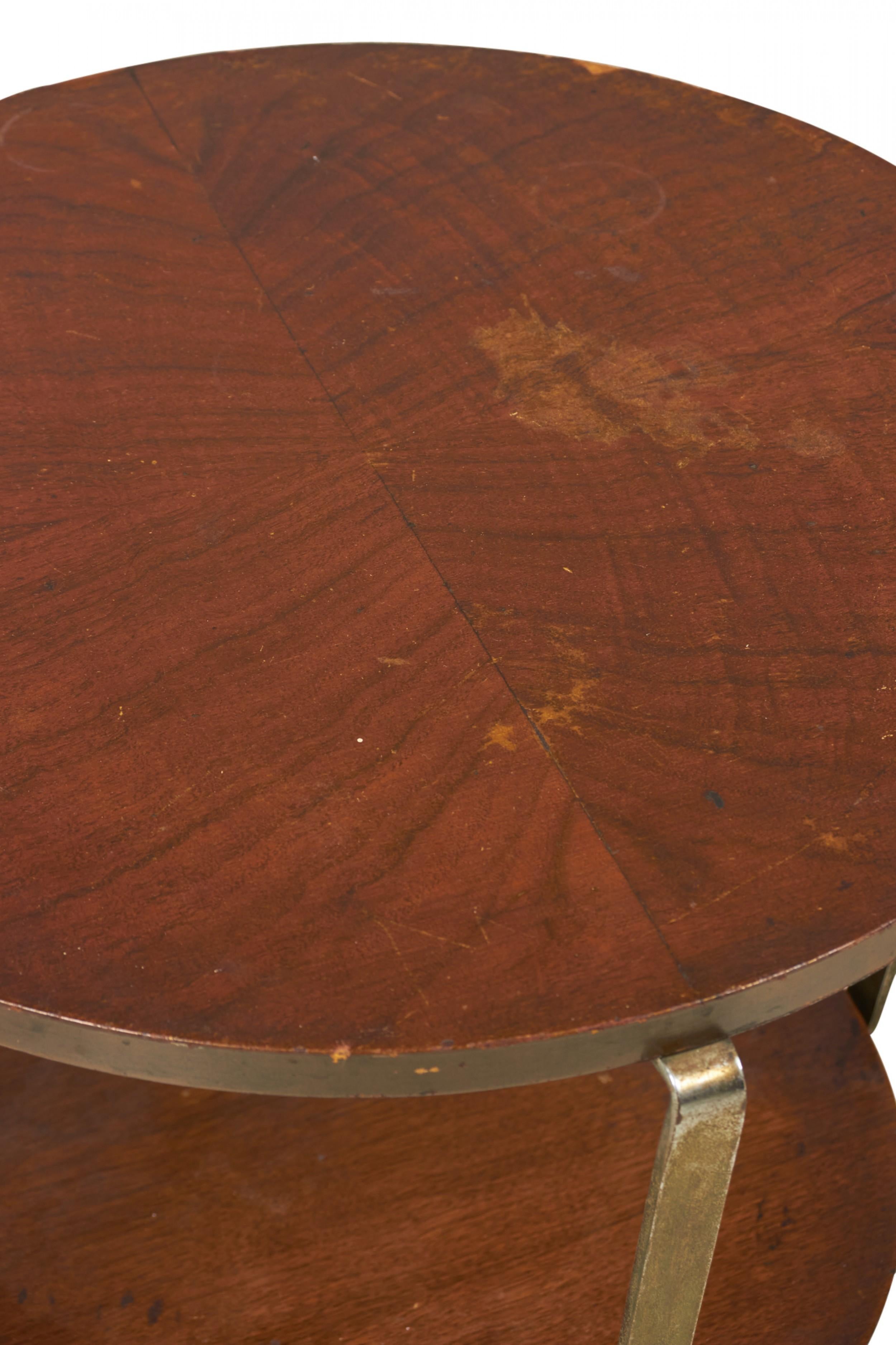 American Art Deco Circular Walnut and Brass Occasional / Side Table For Sale 4