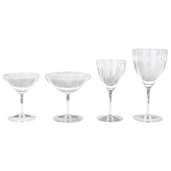 Vintage American Art Deco Complete Set of Eight Etched Glasses, 32 Glasses Total