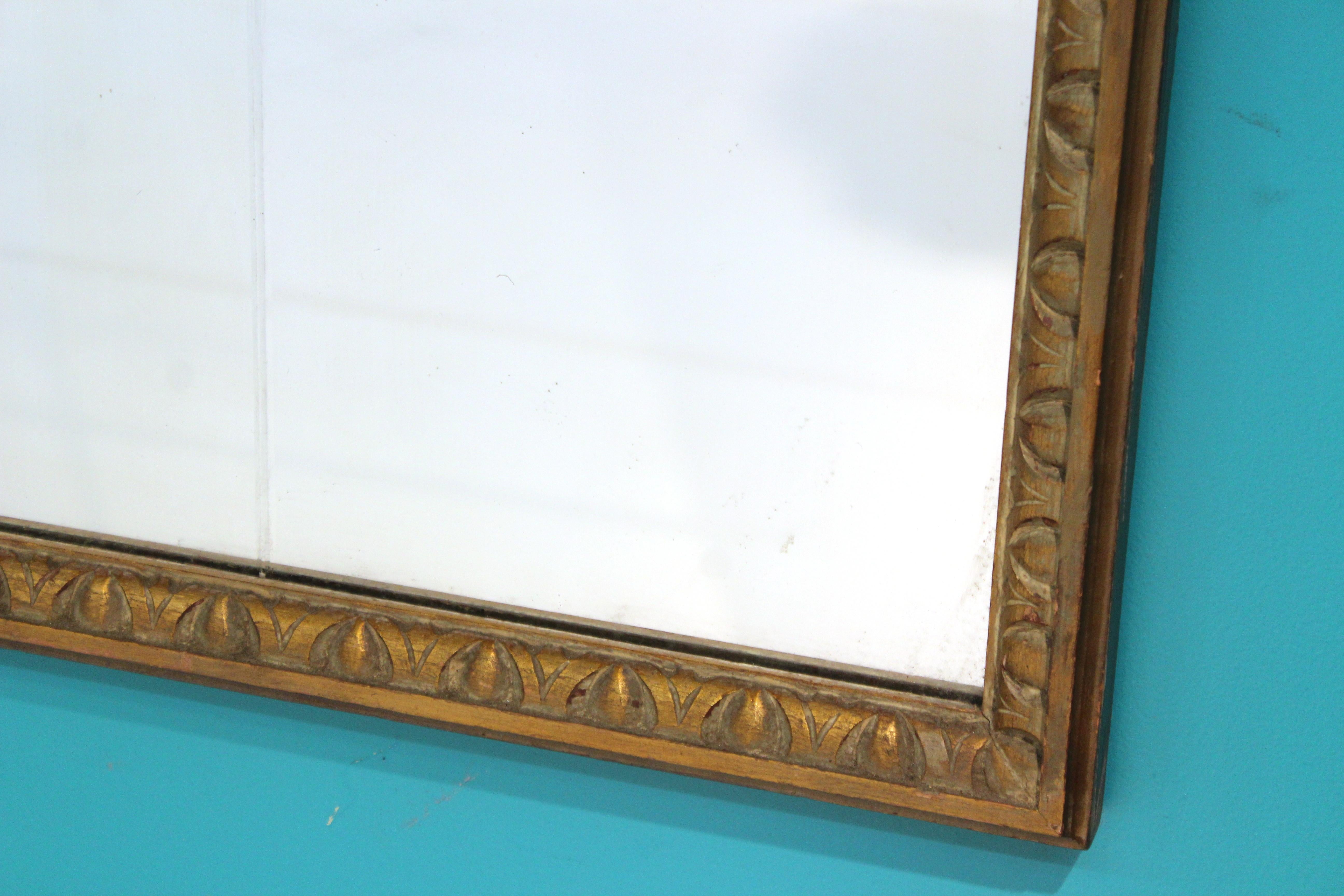 American Art Deco Etched Mirror with Wooden Frame 5