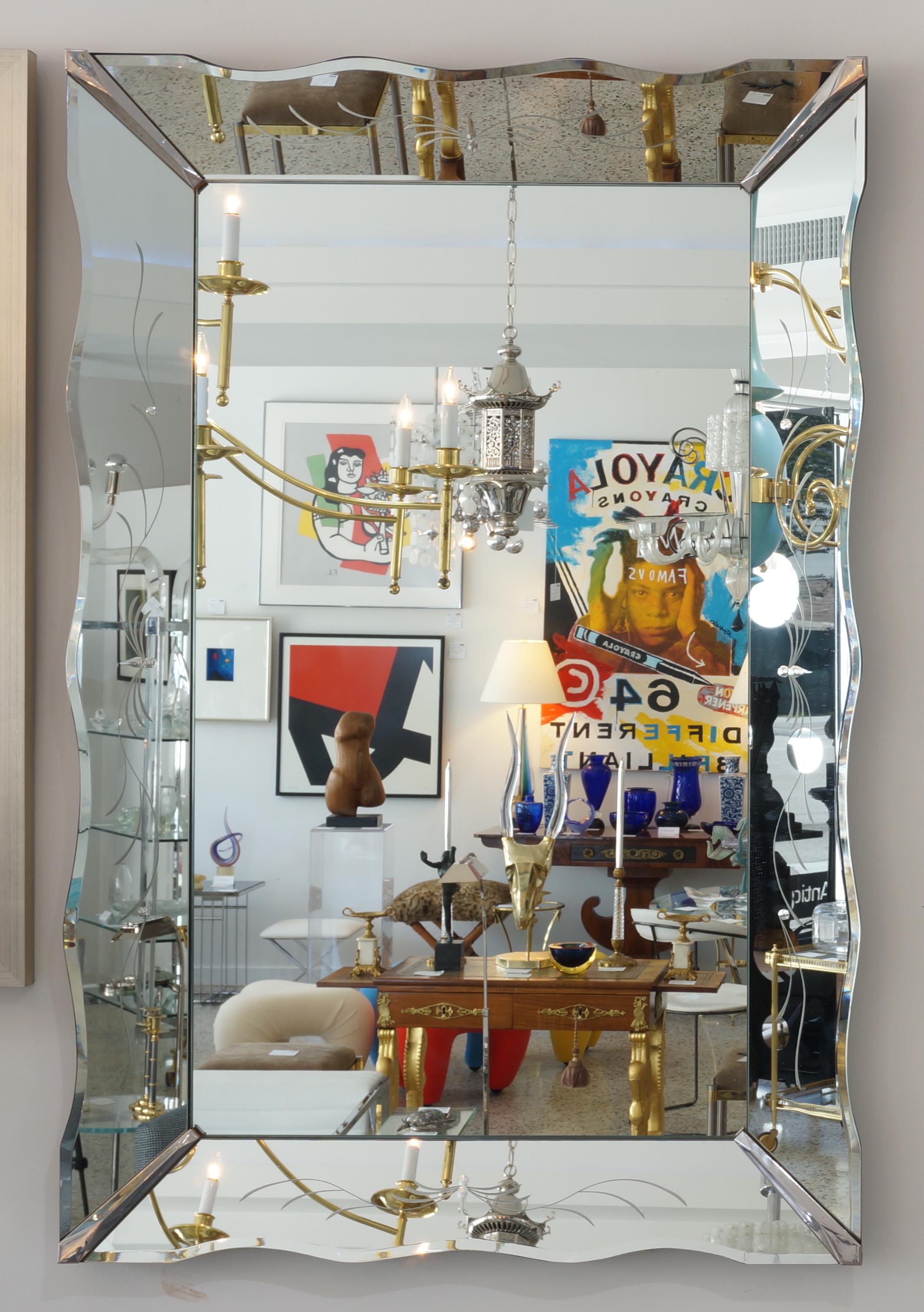 art deco etched mirror