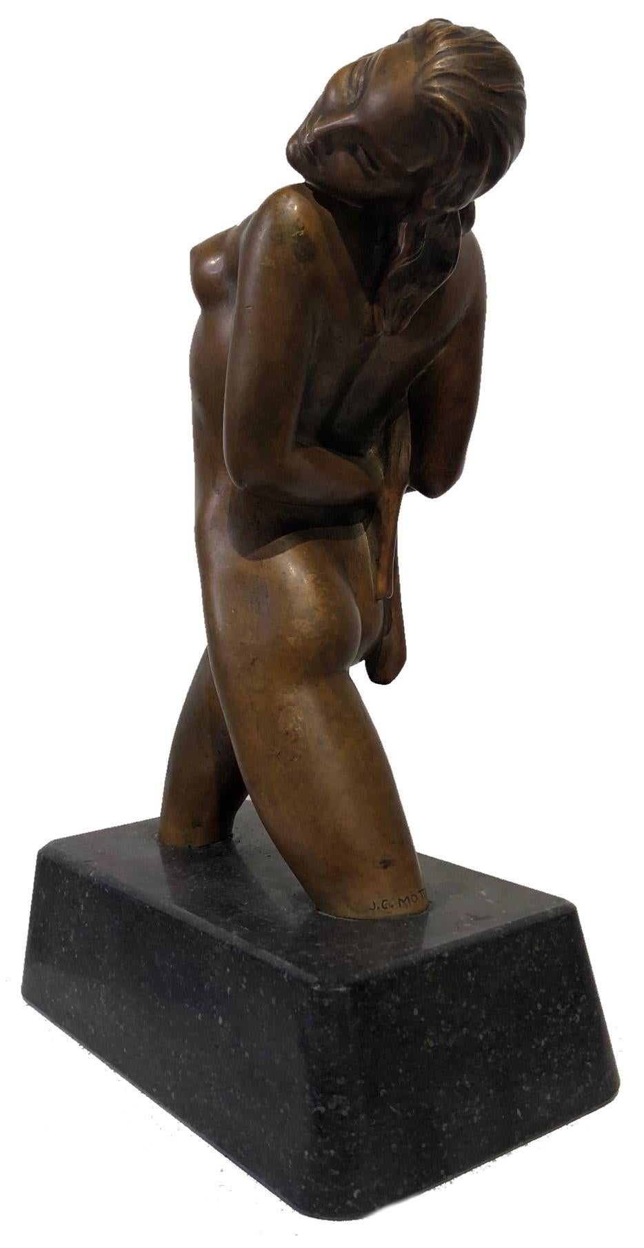 Moulage Sculpture américaine Art Déco d'une femme nue en bronze par Joseph C. Motto, vers 1920  en vente