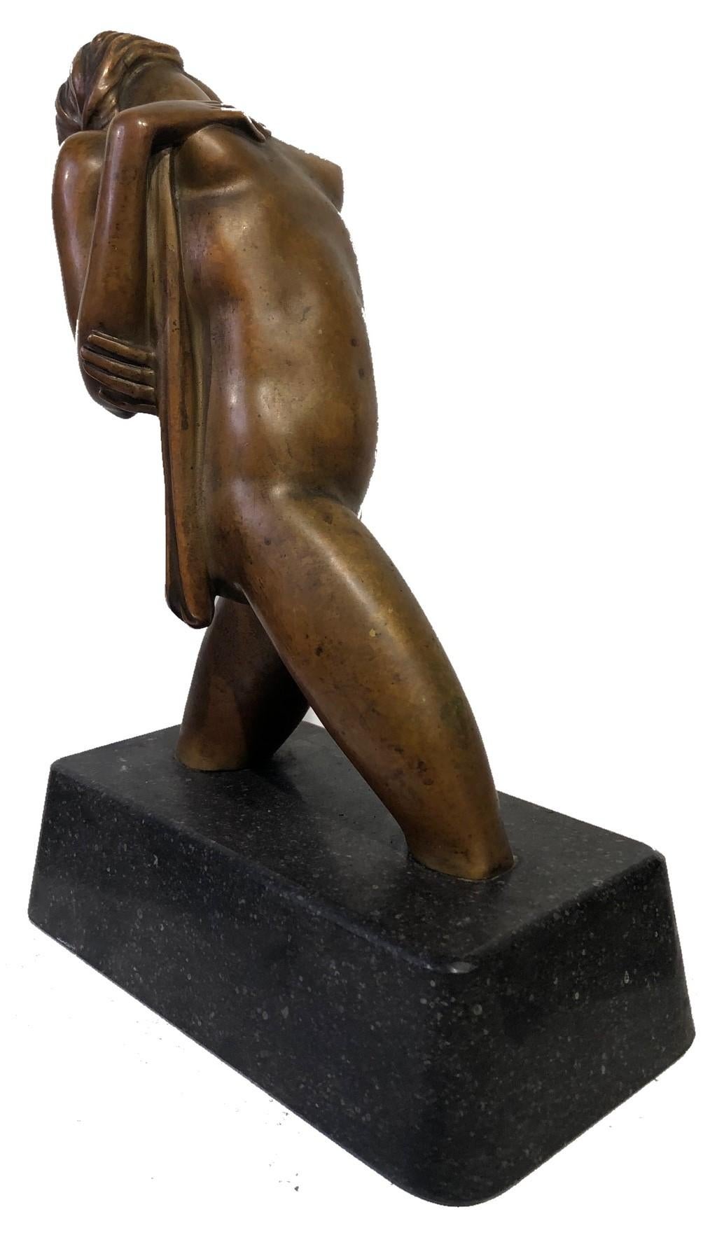 Bronze Sculpture américaine Art Déco d'une femme nue en bronze par Joseph C. Motto, vers 1920  en vente