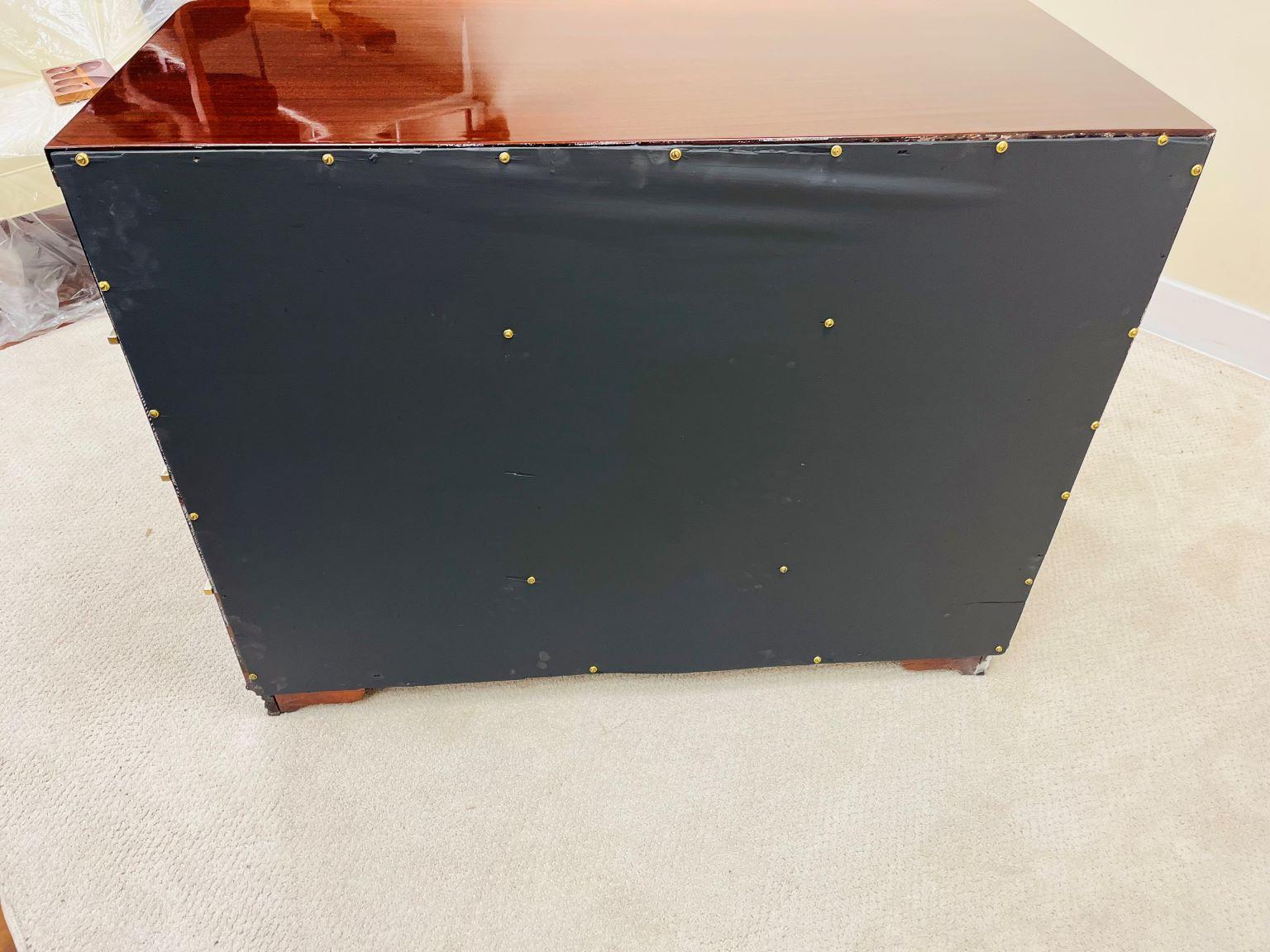 American Art Deco Flame Mahogany Commode With Bakelite And Brass Hardware C.1930 9