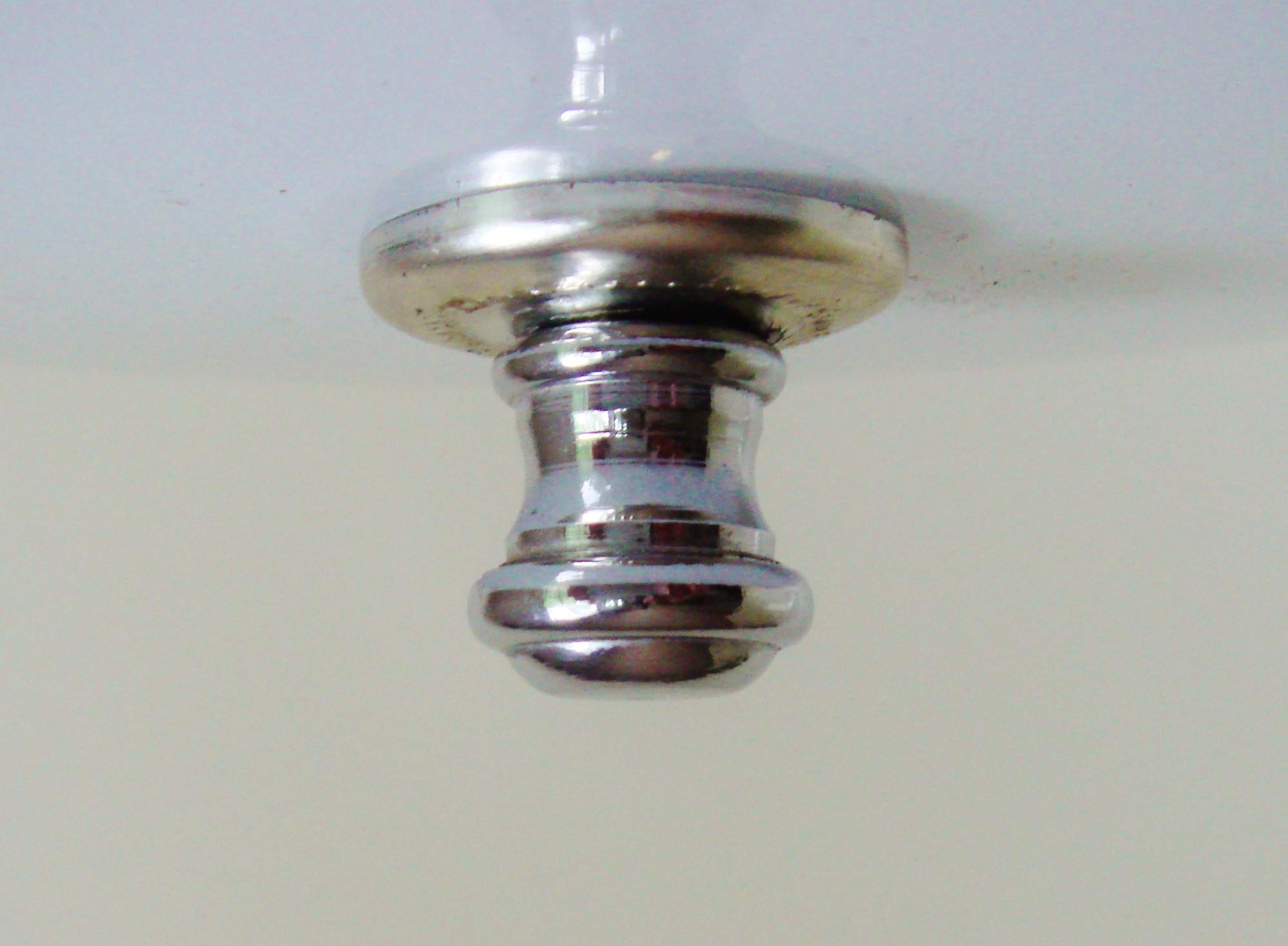 American Art Deco Flush Mount Ceiling Lamp with Decorative Chrome Cage & Finial 1