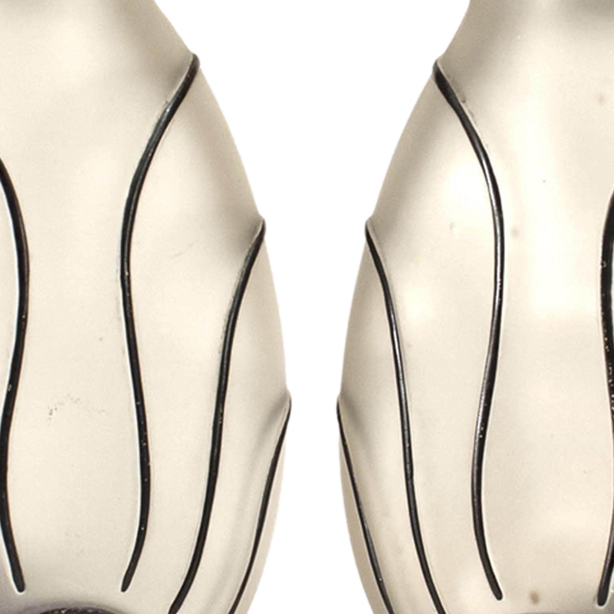 2 American Art Deco frosted glass perfume bottles with black linier trim. (PRICED EACH)