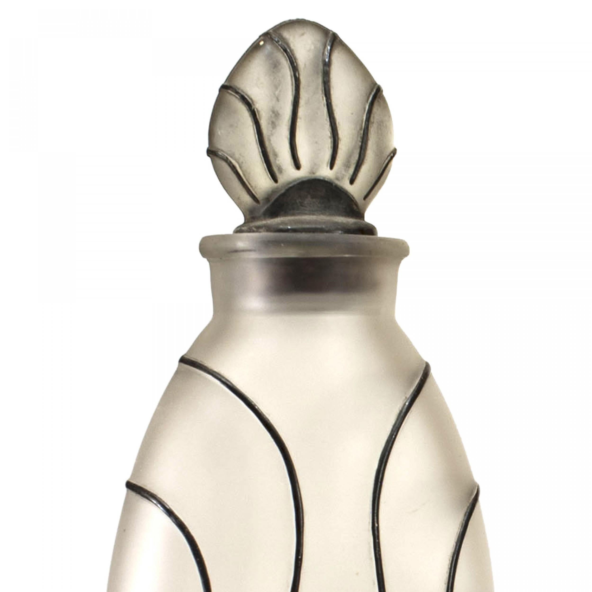 American Art Deco Frosted Glass Perfume Bottles In Good Condition For Sale In Queens, NY