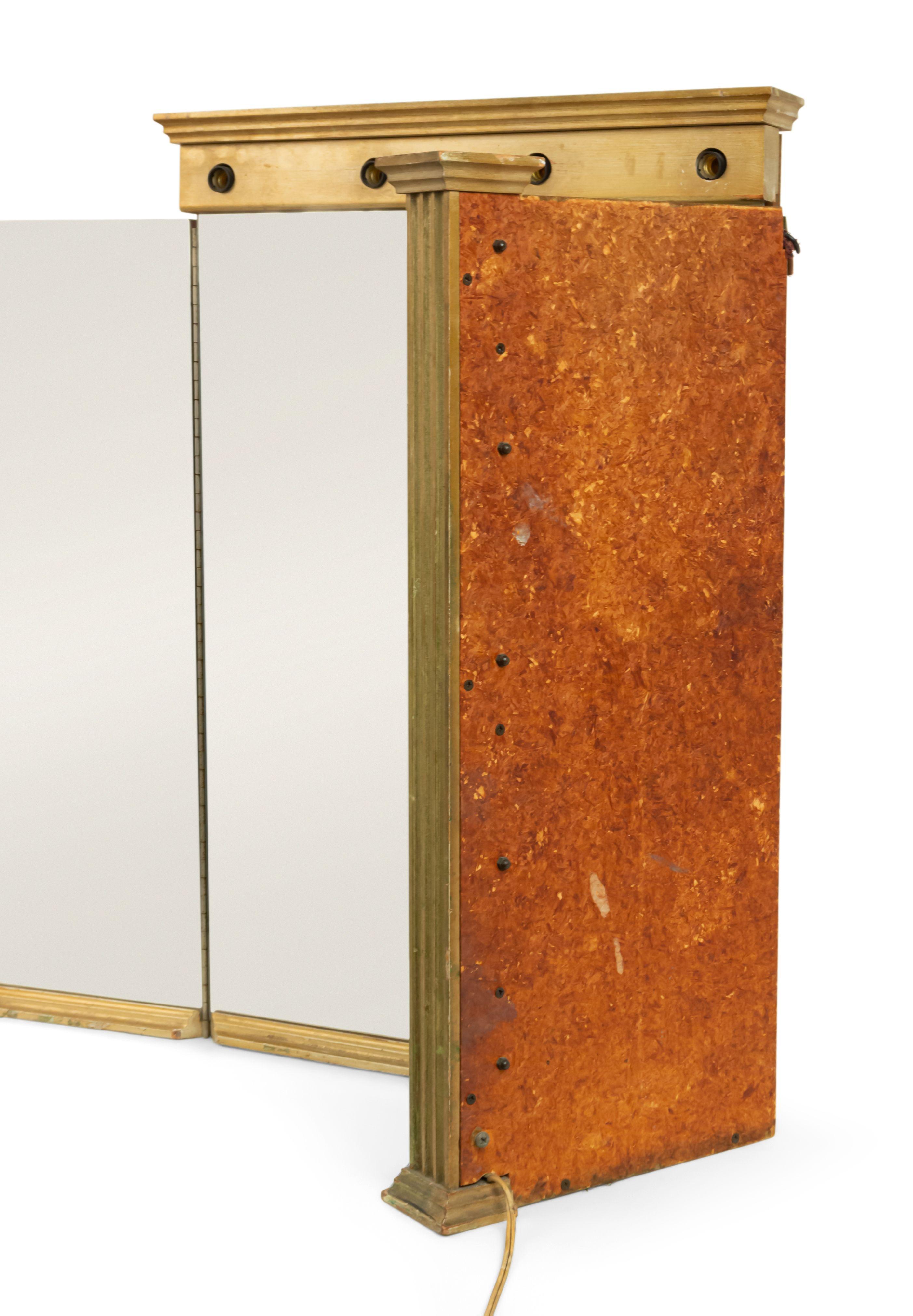 American Art Deco Giltwood Triptych Dressing Table / Vanity Mirror For Sale 4