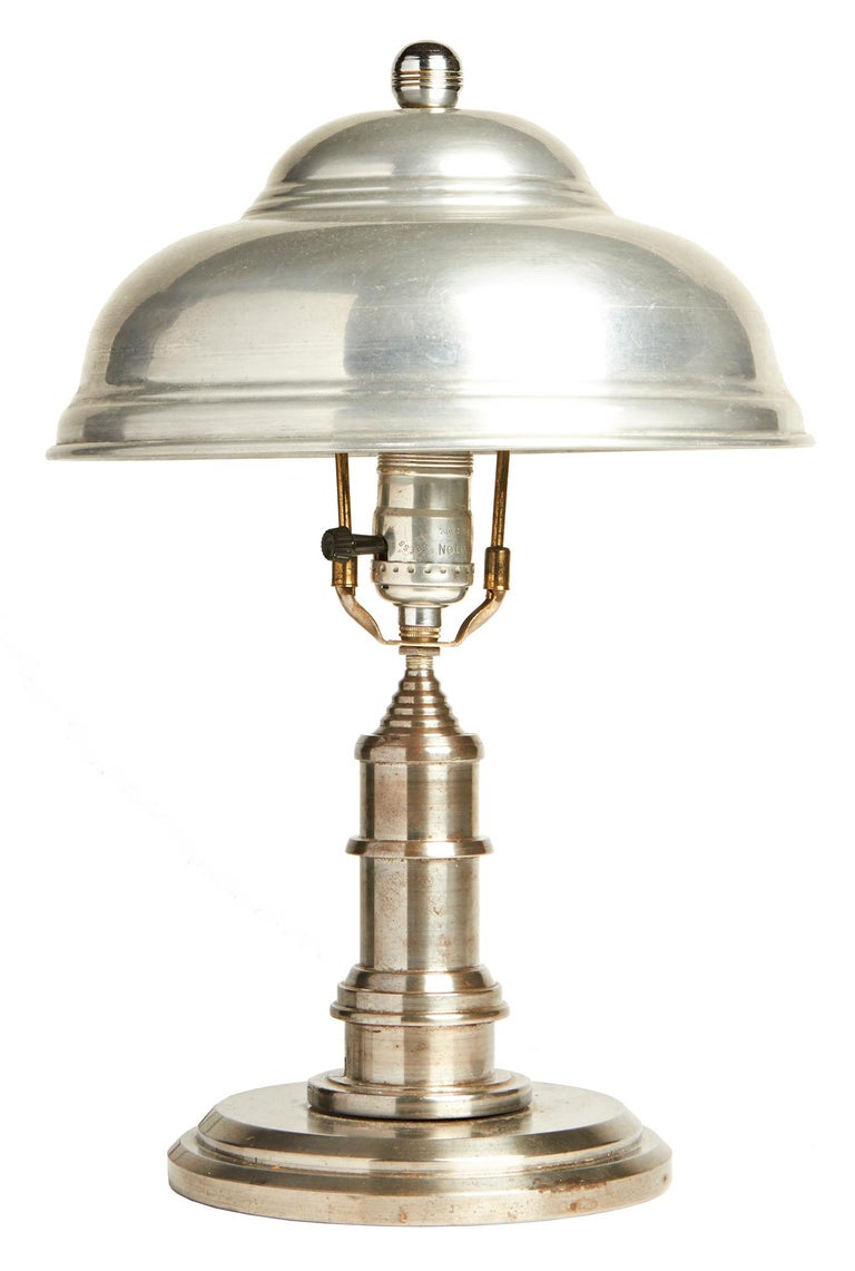 Mid-20th Century American Art Deco/Machine Age Steel, Aluminum Chrome Trench Art Table Lamp For Sale