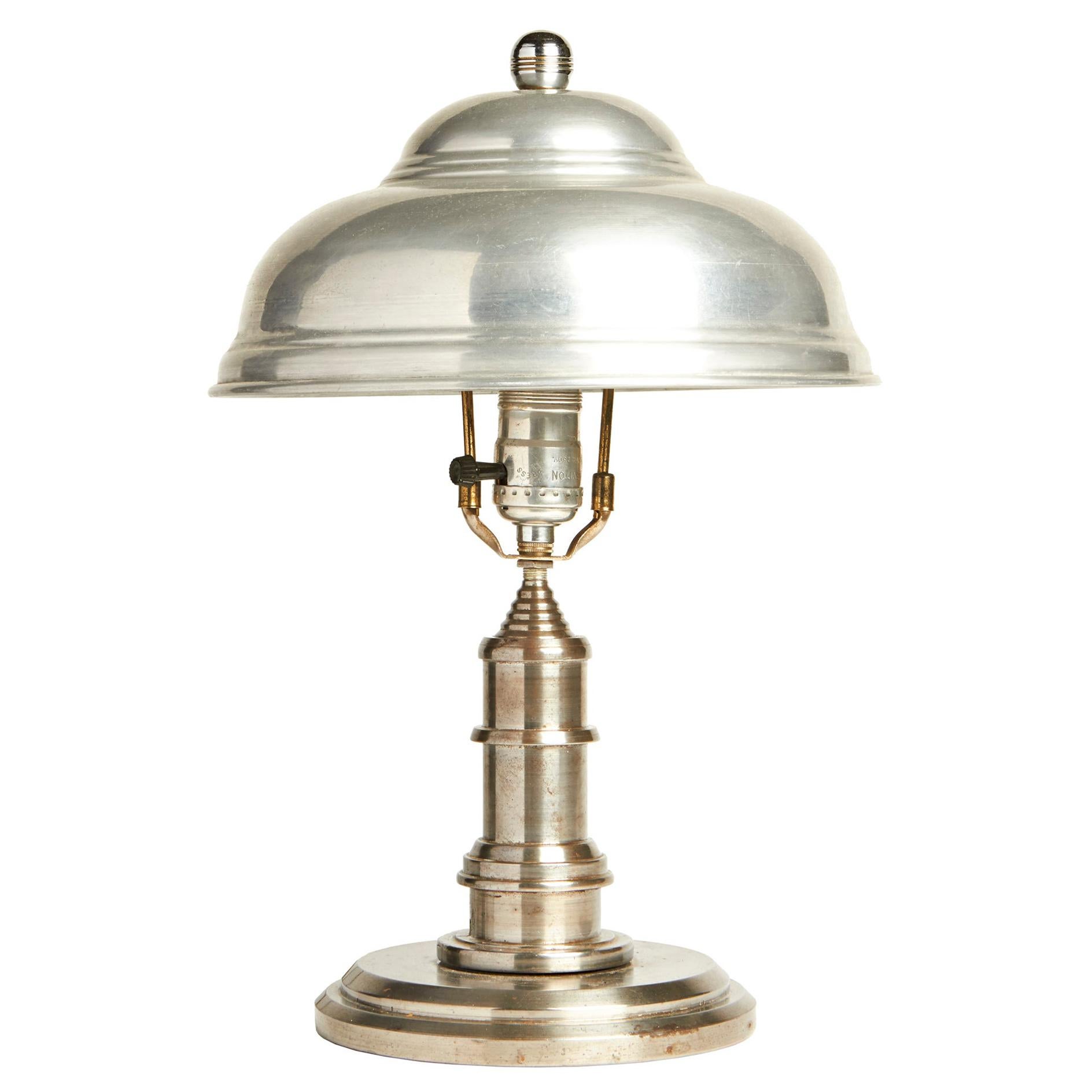American Art Deco/Machine Age Steel, Aluminum Chrome Trench Art Table Lamp