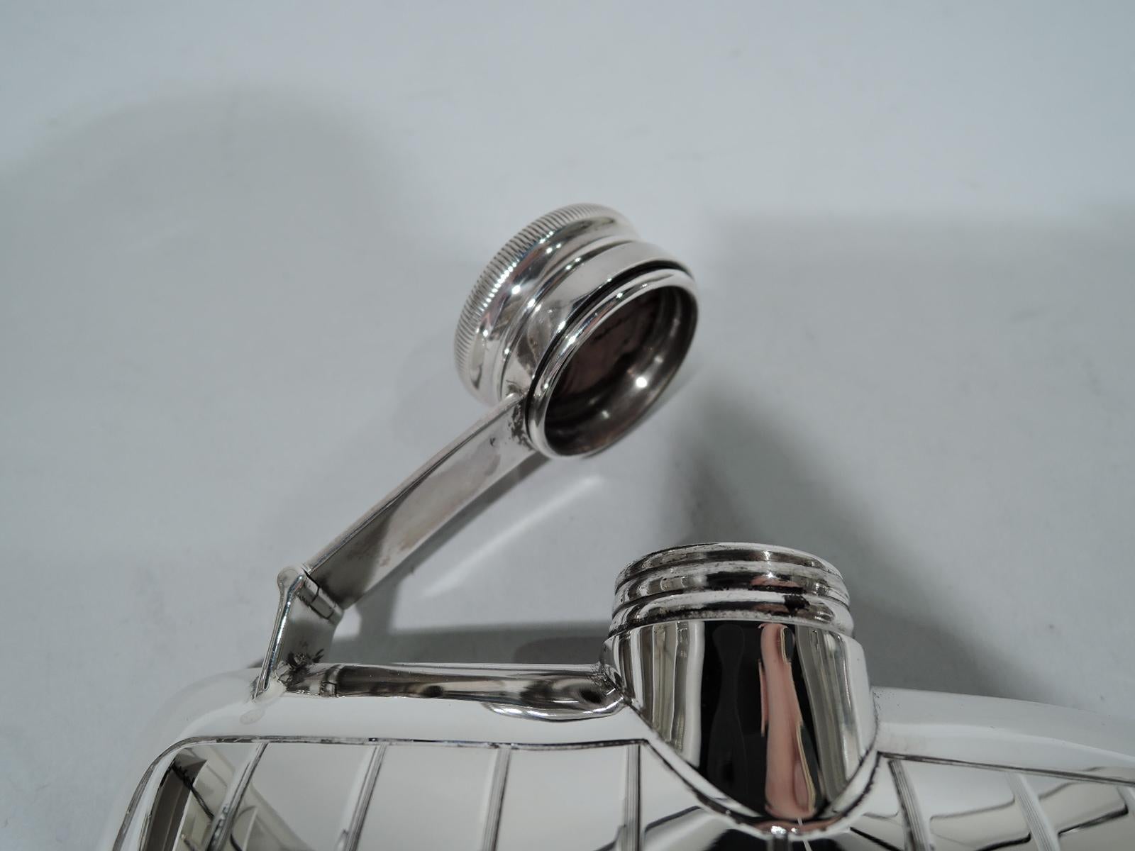American Art Deco Modern Sterling Silver Flask by International 1