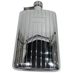 American Art Deco Modern Sterling Silver Flask by International