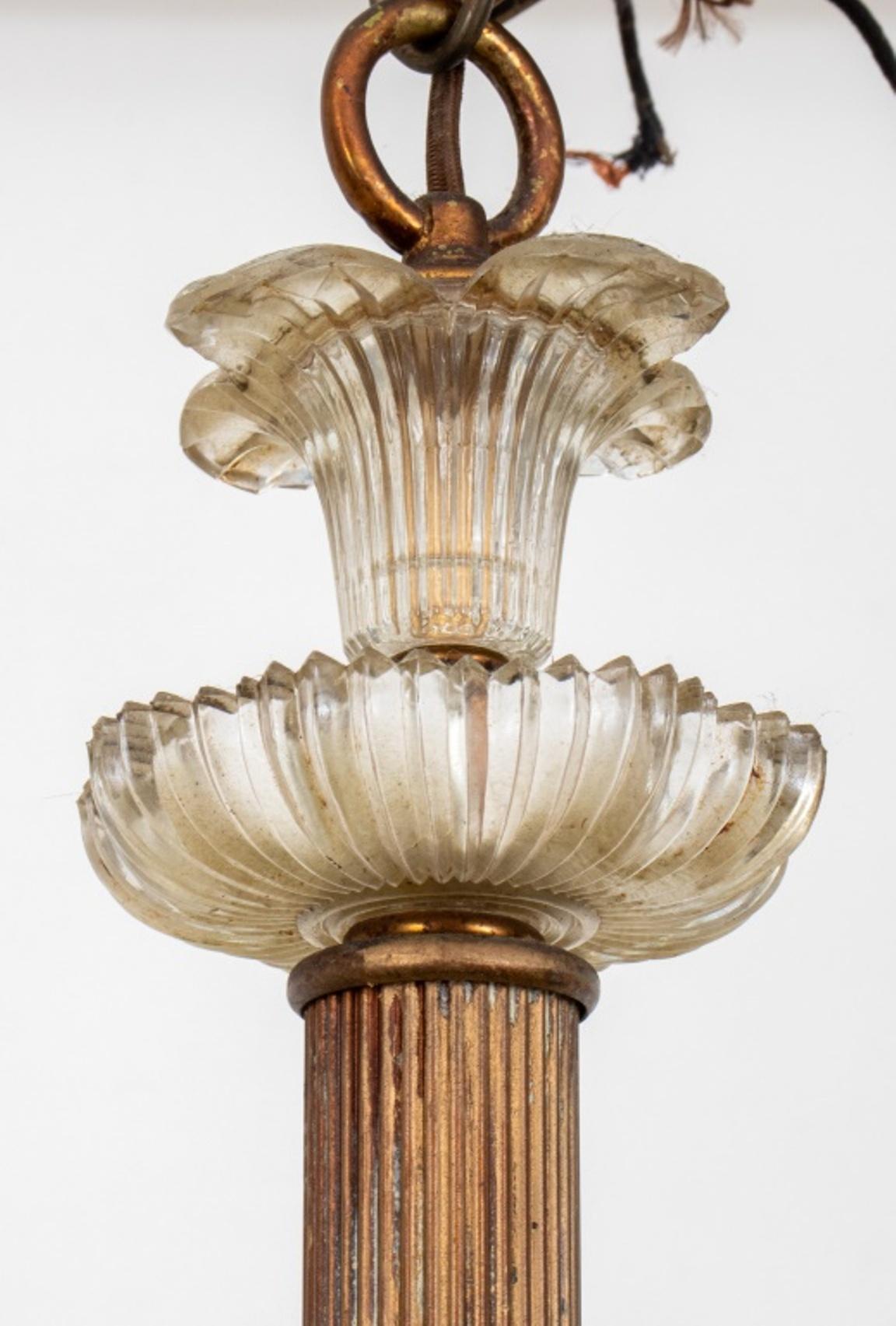 American Art Deco Molded Glass Pendant Light For Sale 1