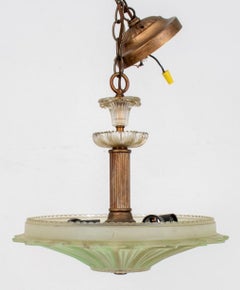 Lampe à suspension Art Déco américaine en verre moulé