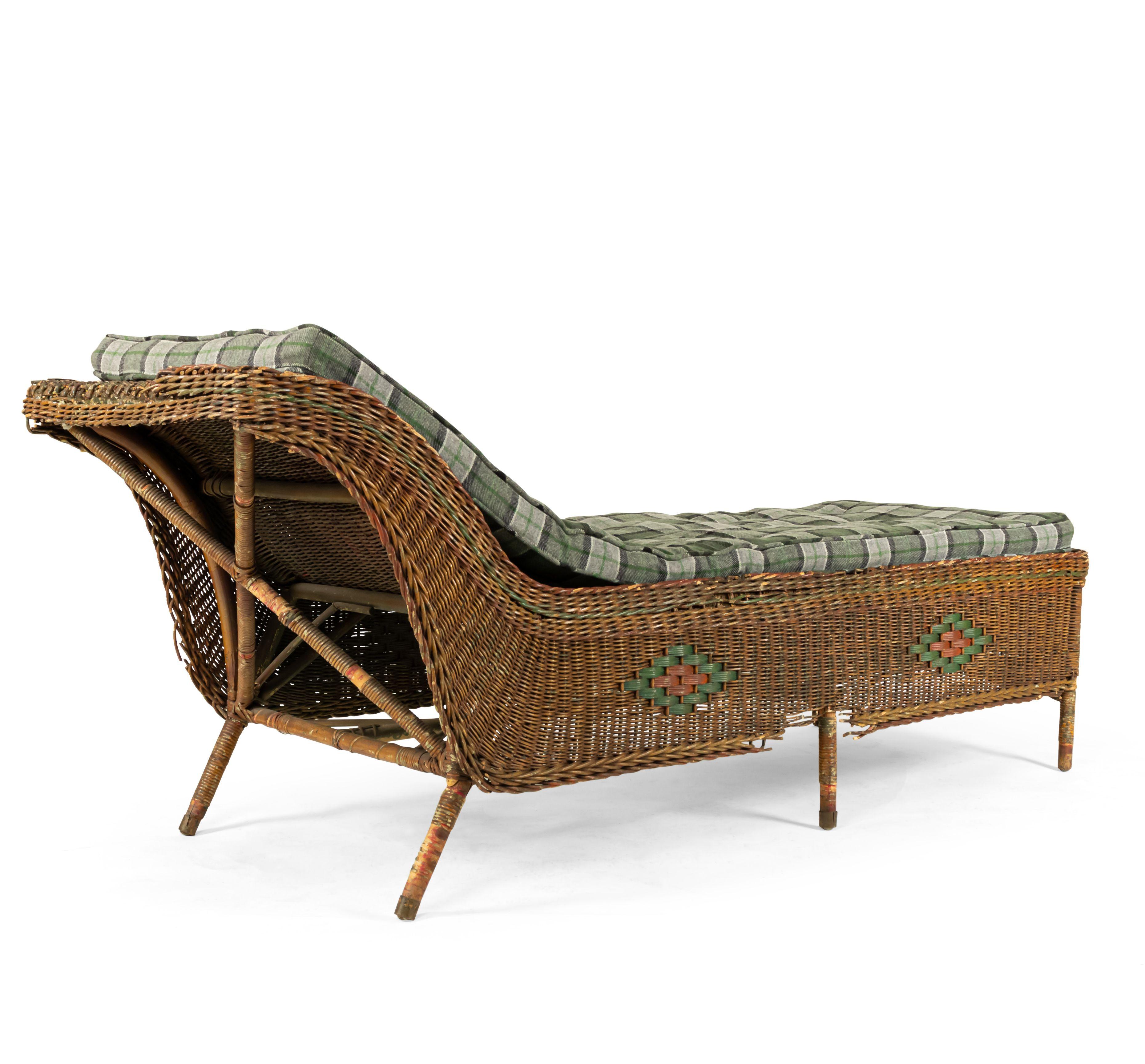 20ième siècle Récamier américain Art Déco en osier naturel en vente