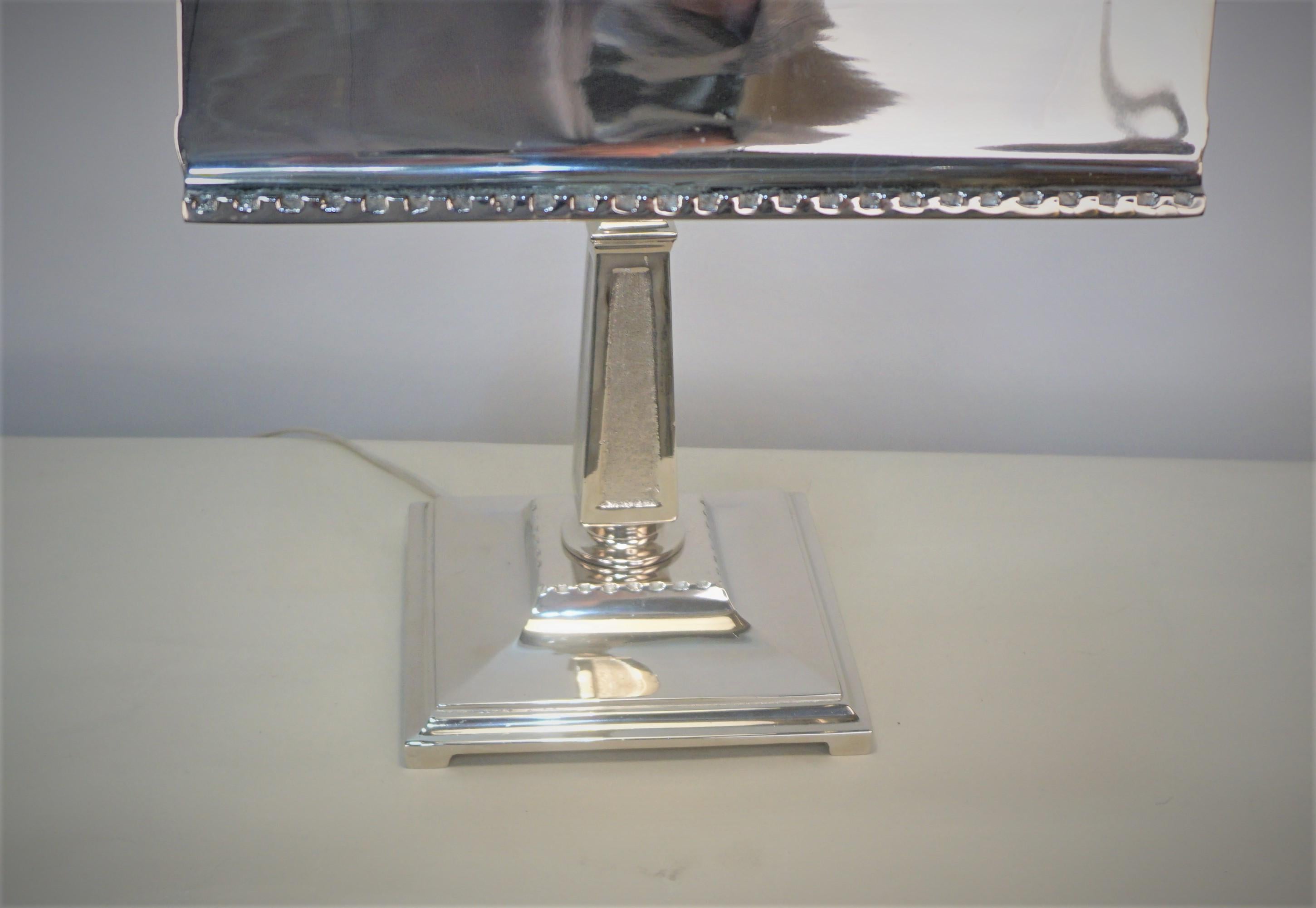 American Art Deco Nickel on Bronze Desk Lamp In Good Condition For Sale In Fairfax, VA