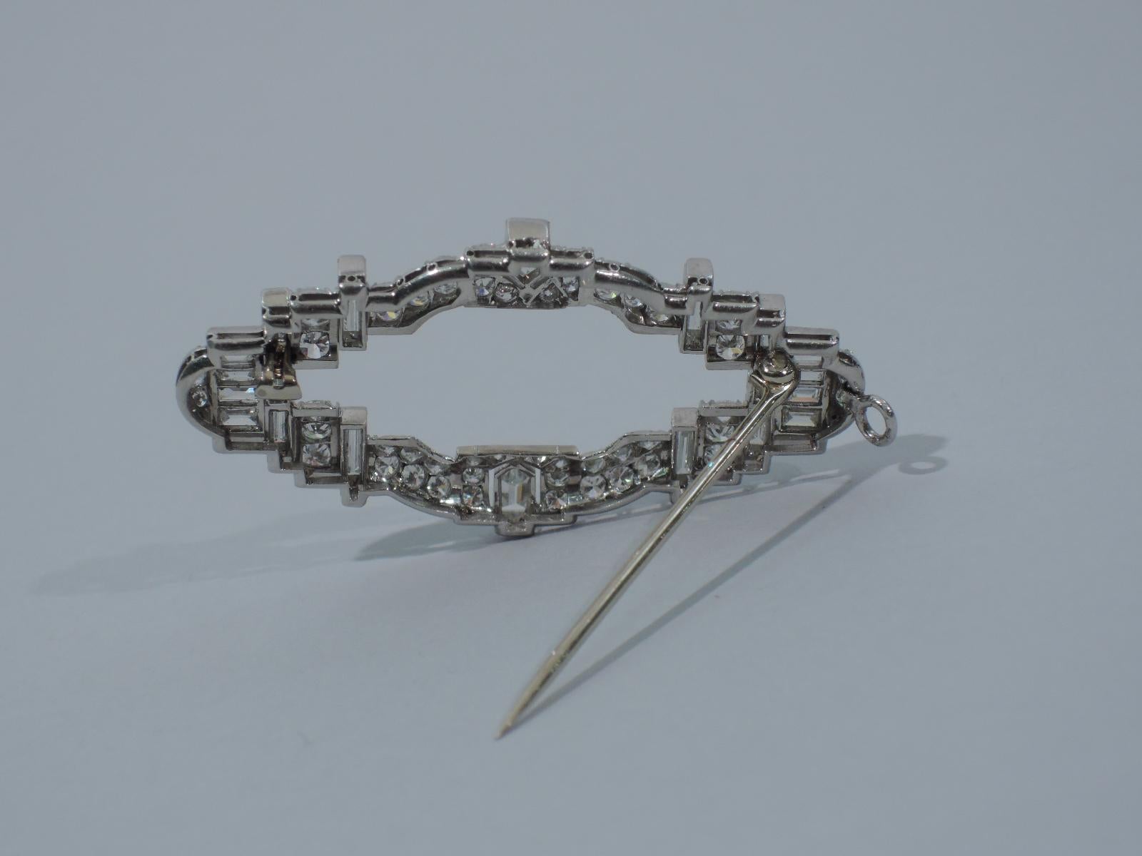 Women's American Art Deco Platinum and Diamond Brooch