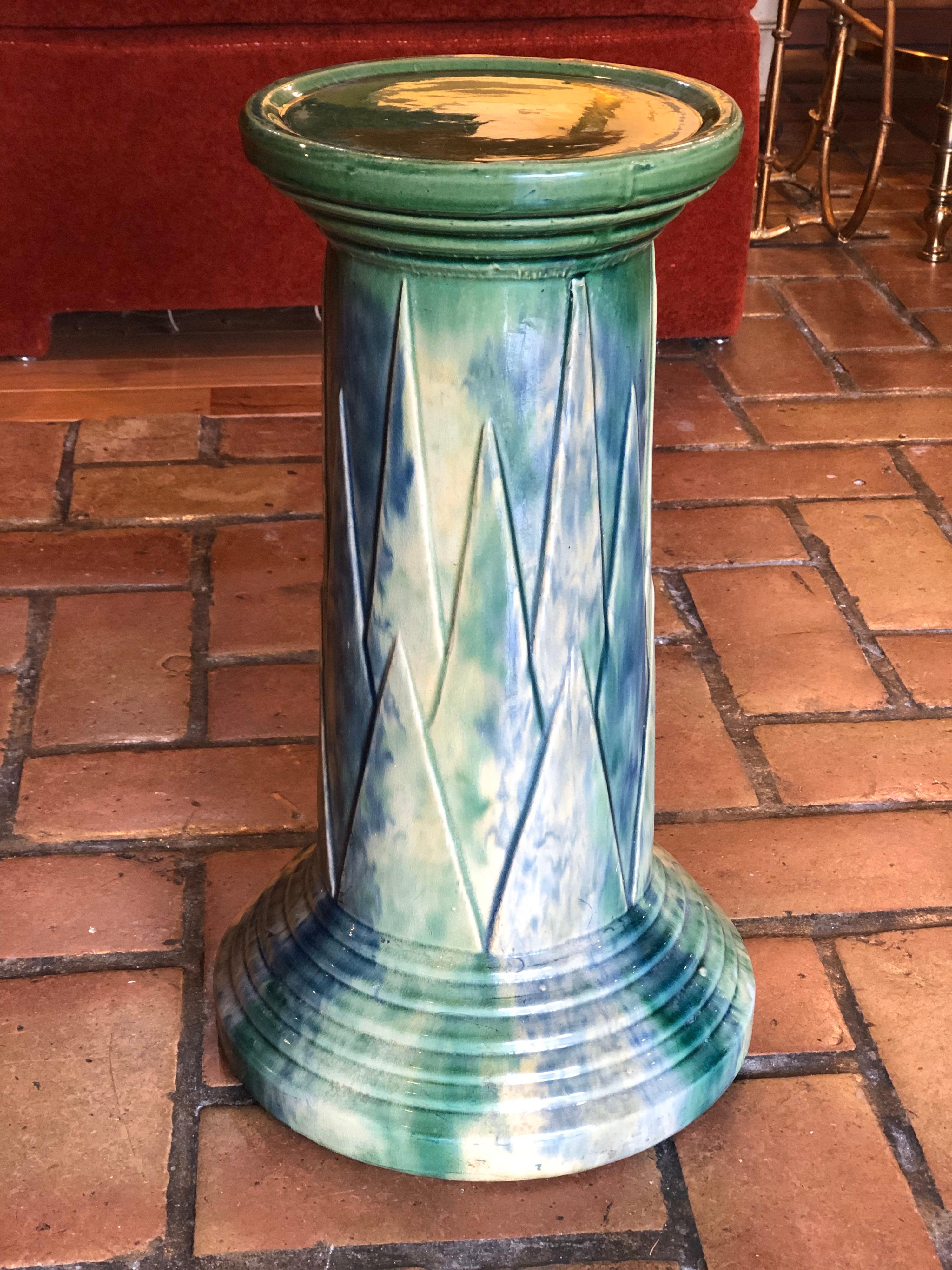 American Art Deco Pottery Vase Pedestal In Good Condition In Redding, CT