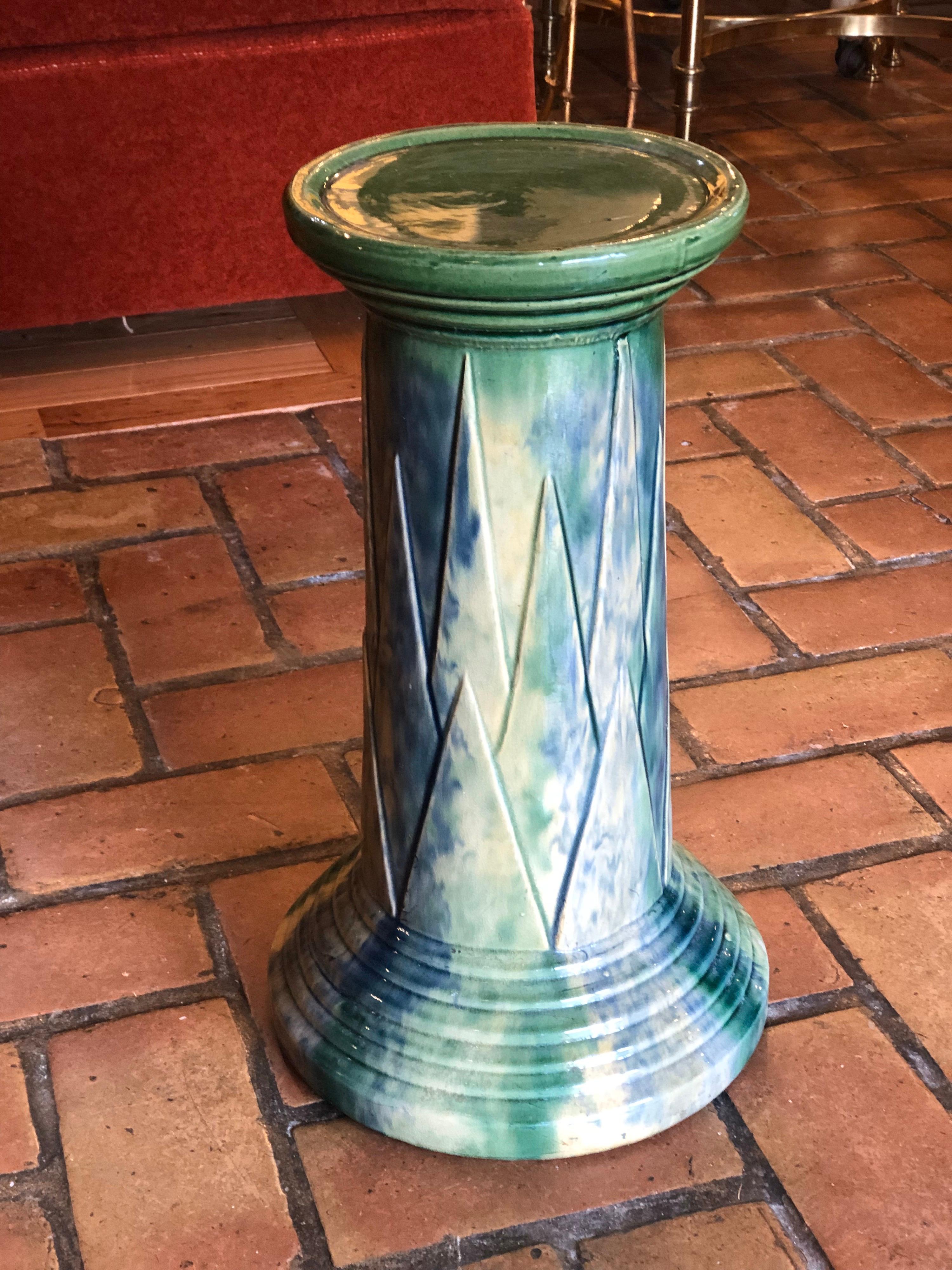 Mid-20th Century American Art Deco Pottery Vase Pedestal