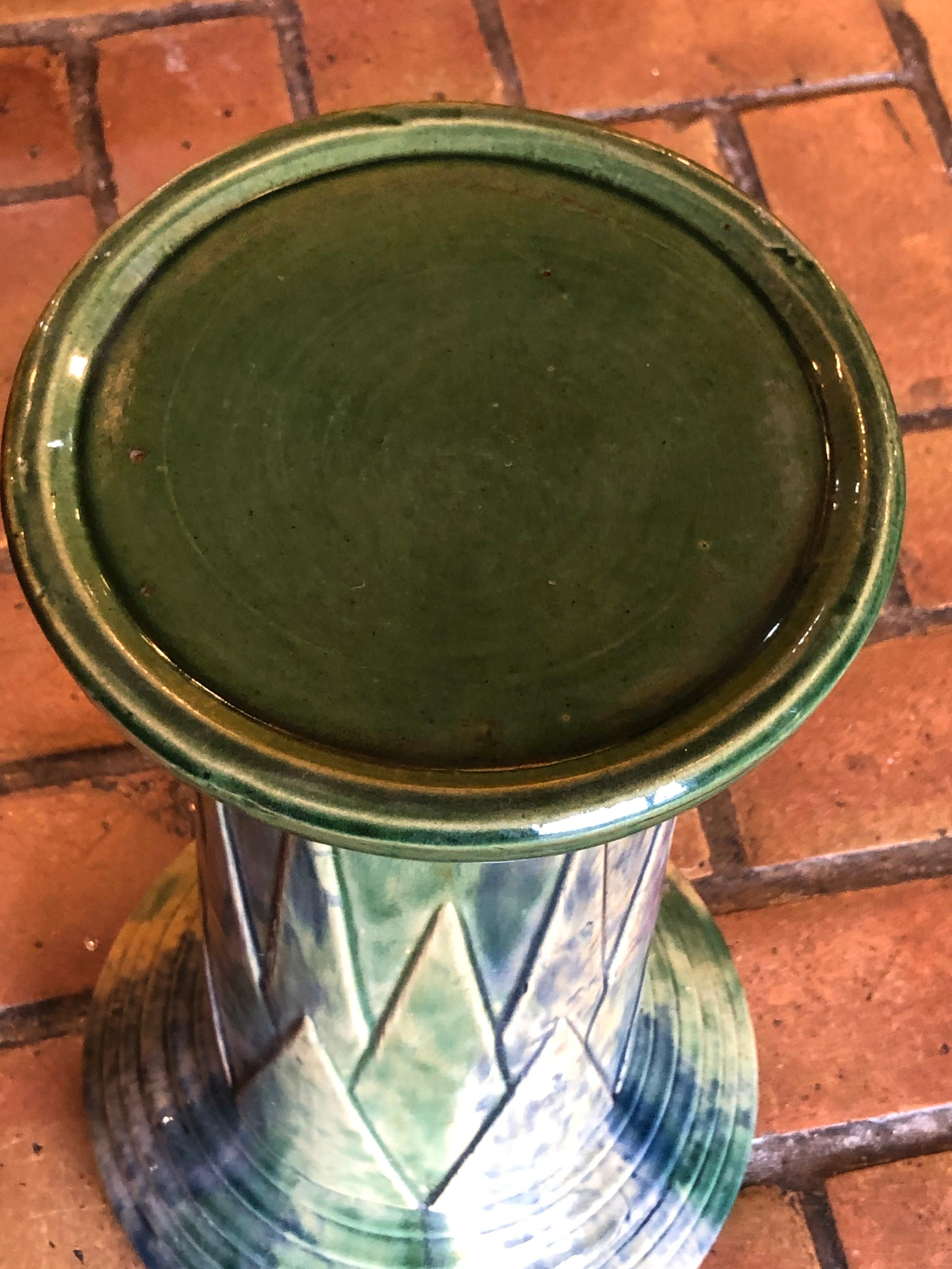 American Art Deco Pottery Vase Pedestal 2