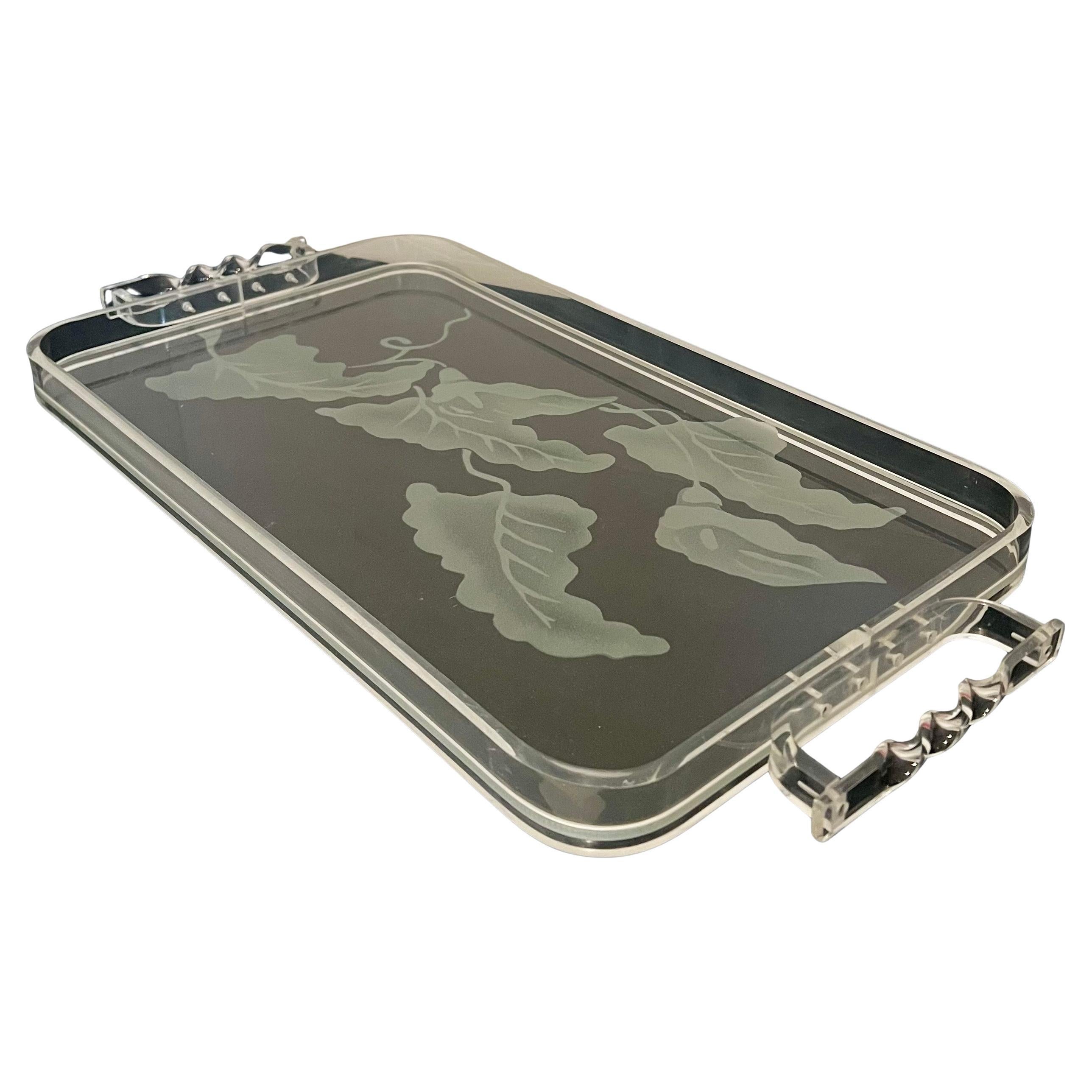 American Art Deco Rare Etched Glass
Lucite Serving Tray by Dorothy Thorpe