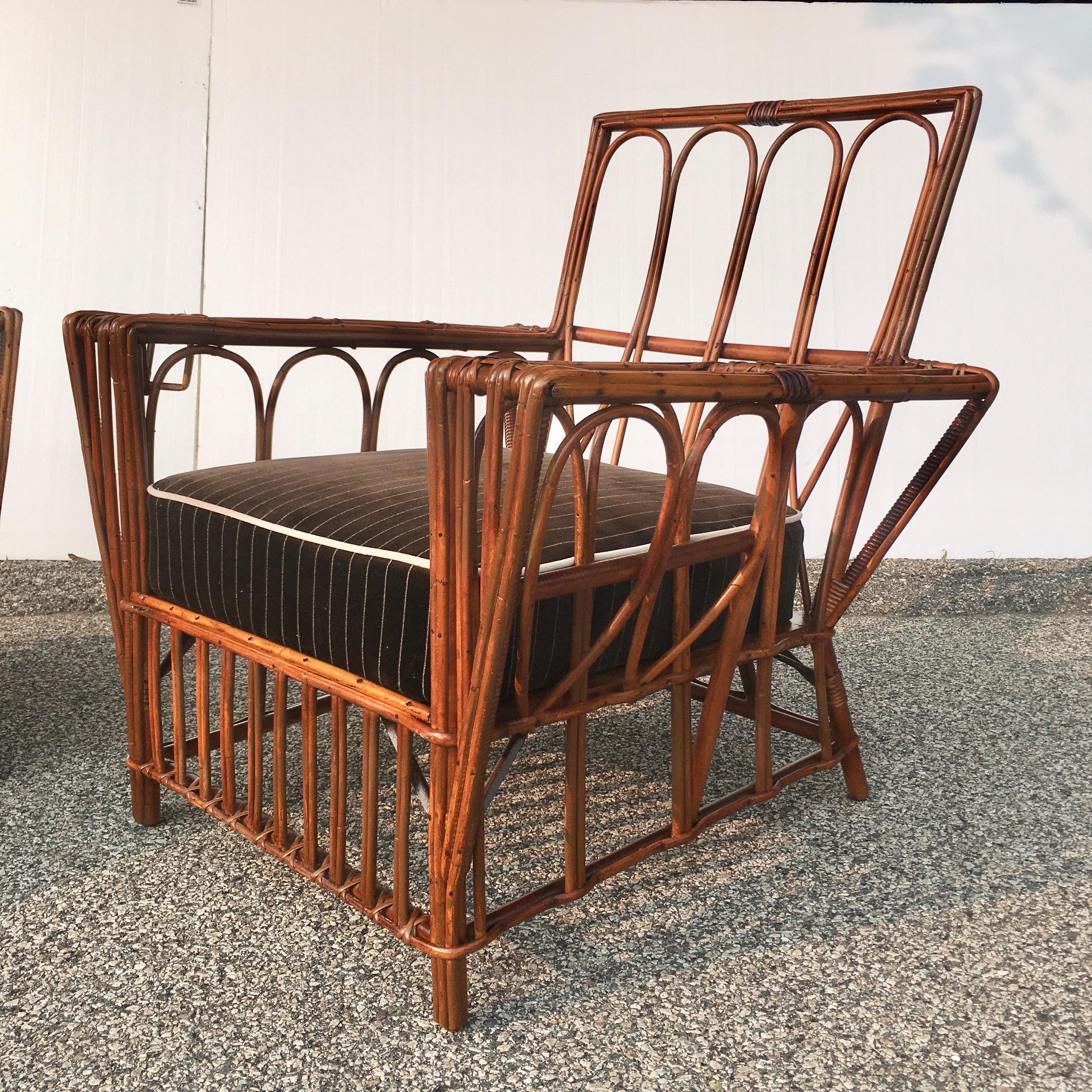Canapé et fauteuil en rotin Art Déco américain en vente 4
