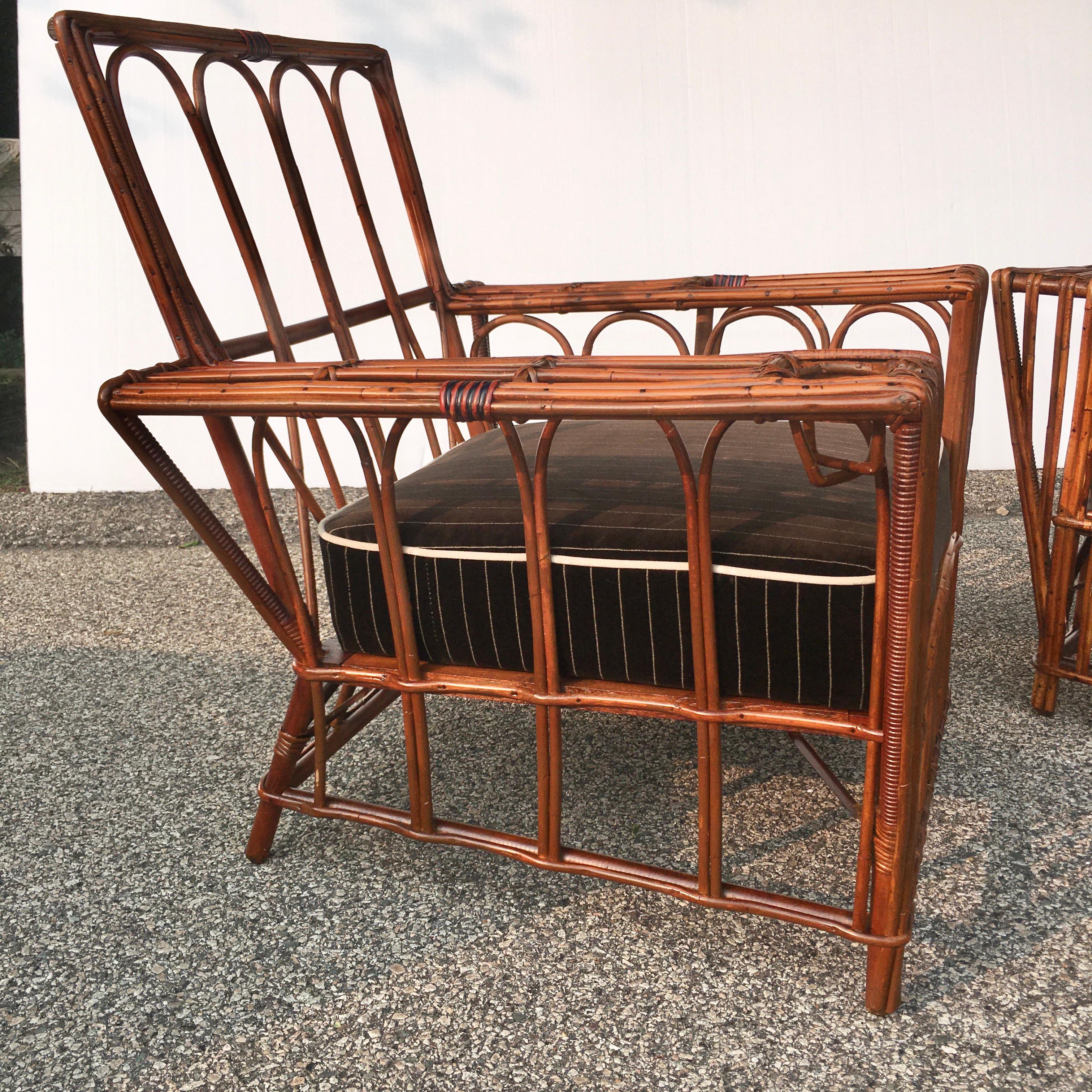 Amerikanisches Rattan-Sofa und Sessel im Art déco-Stil im Angebot 11