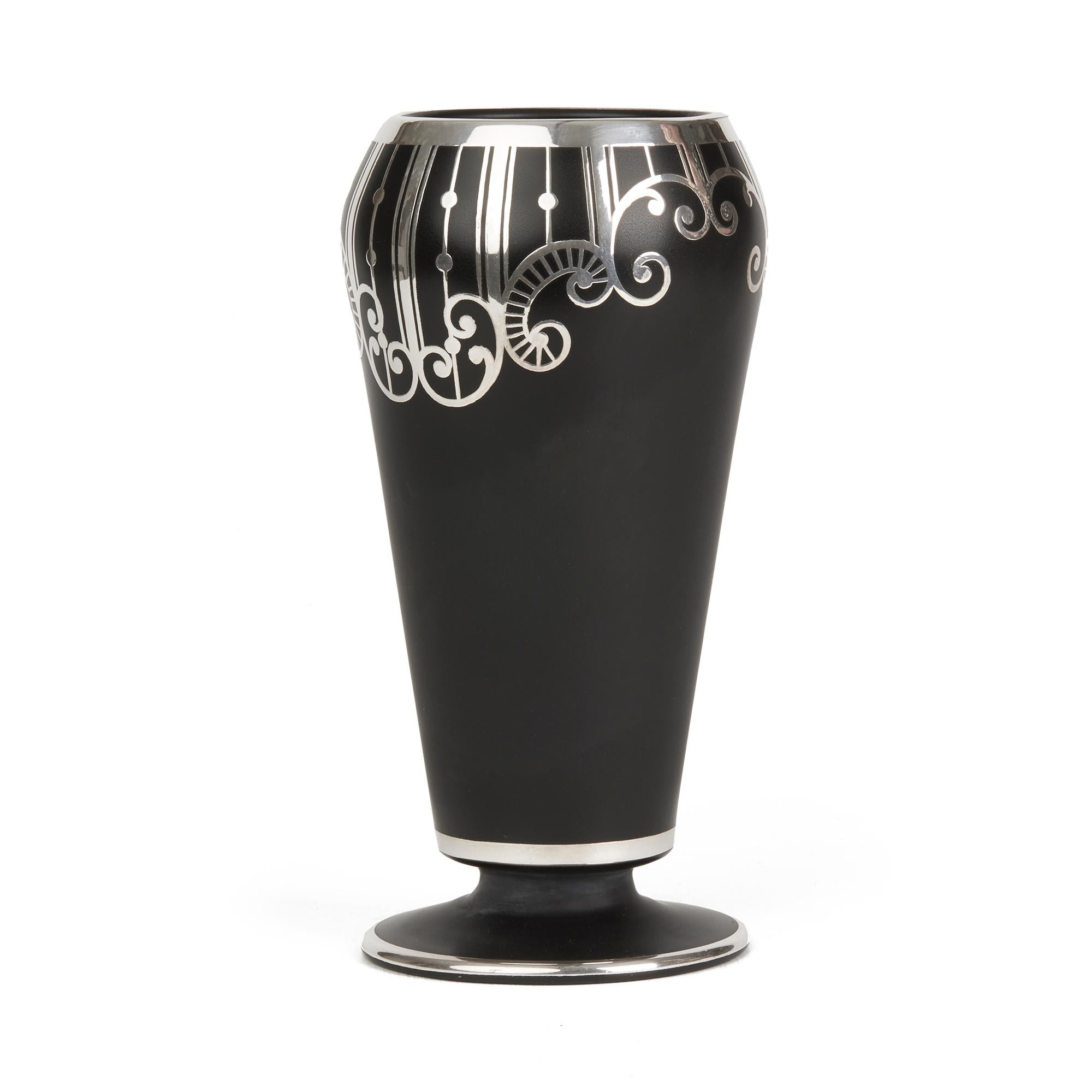 tall black glass vase