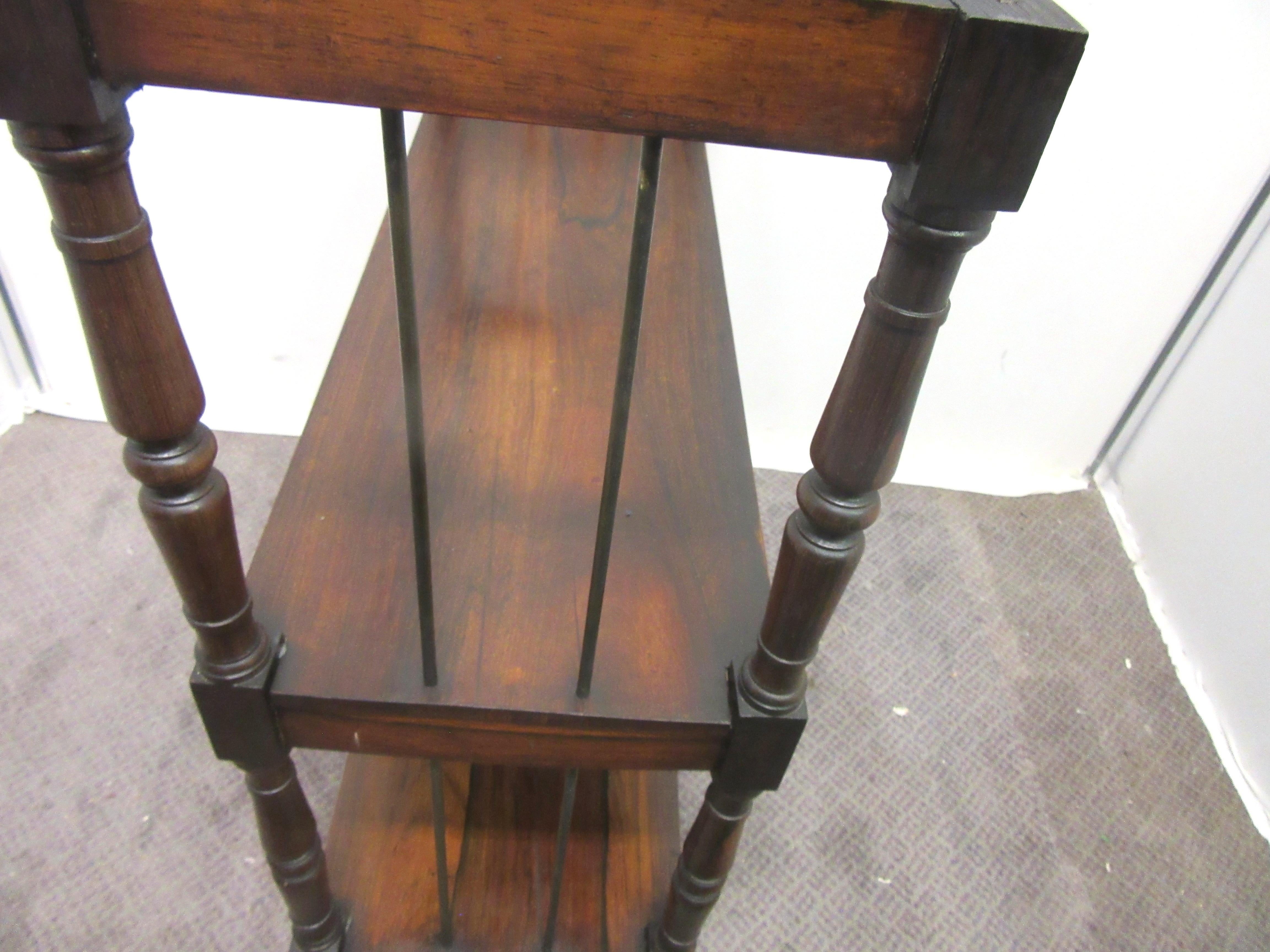 American Art Deco Rosewood Three-Tier Bar Cart with Marble Top In Good Condition In New York, NY