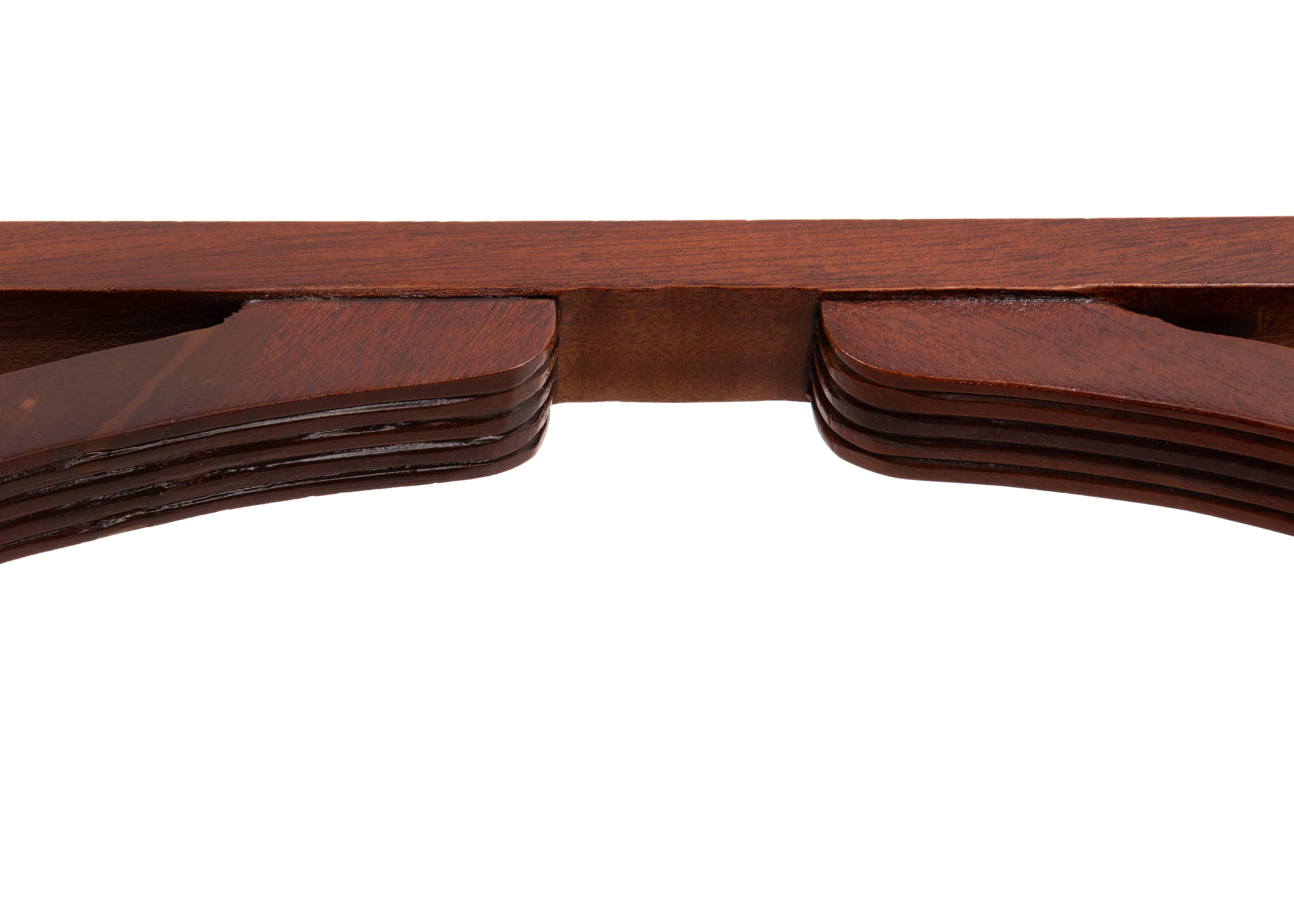 American Art Deco Rosewood Walnut Maple Hall Console Table Fluted Legs For Sale 7