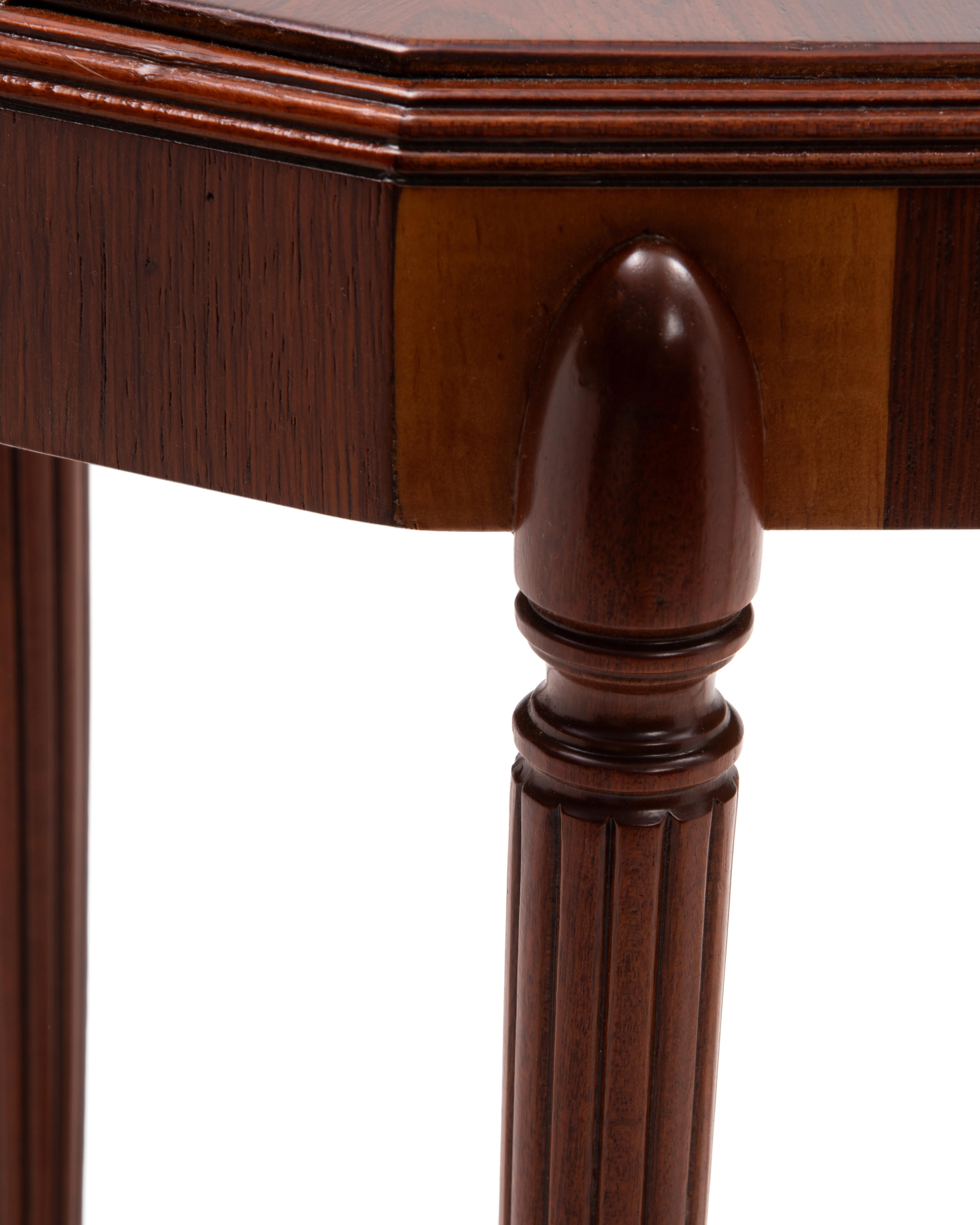 American Art Deco Rosewood Walnut Maple Hall Console Table Fluted Legs For Sale 8